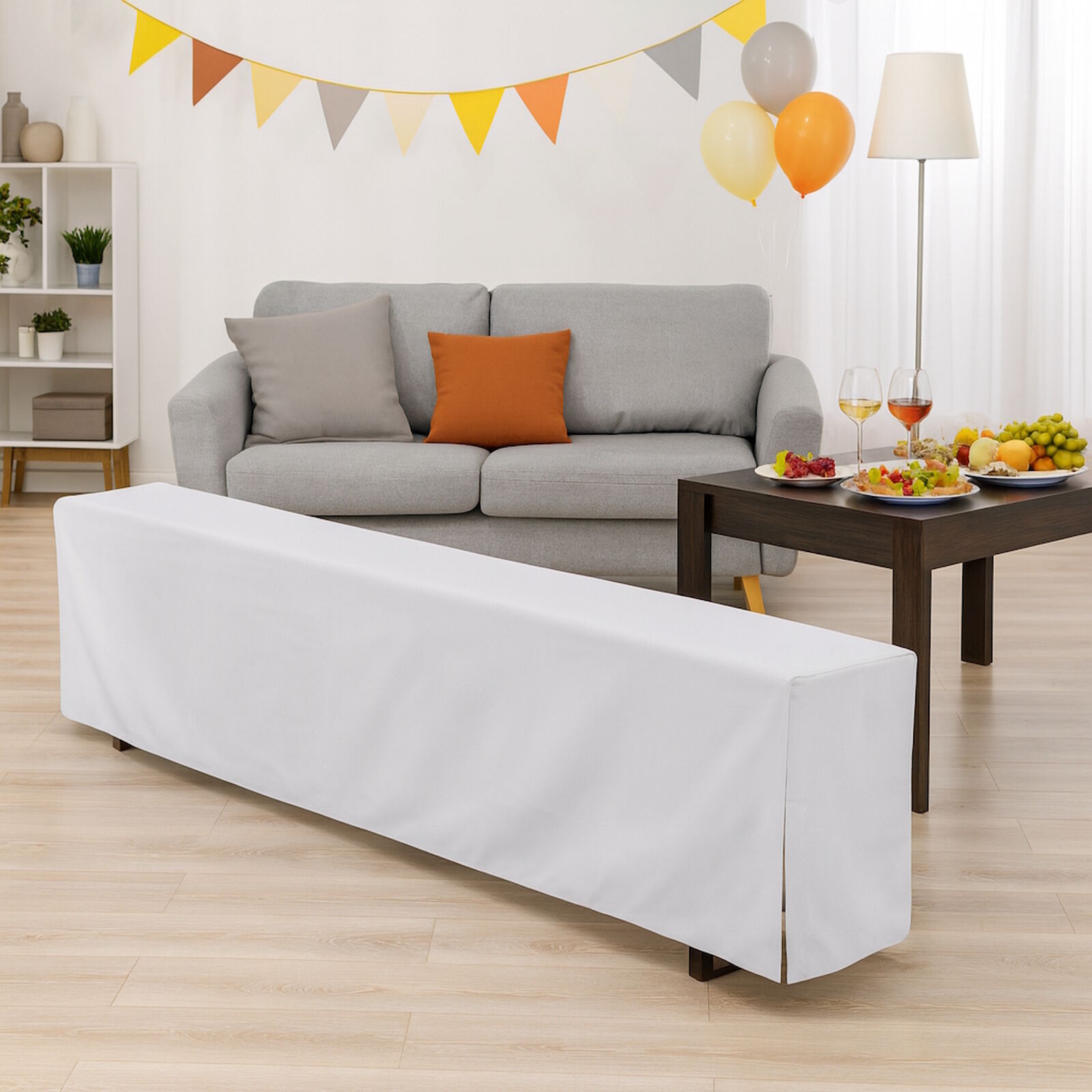 Bierbankhusse bodenlang Baumwolle Weiß-200x25 cm