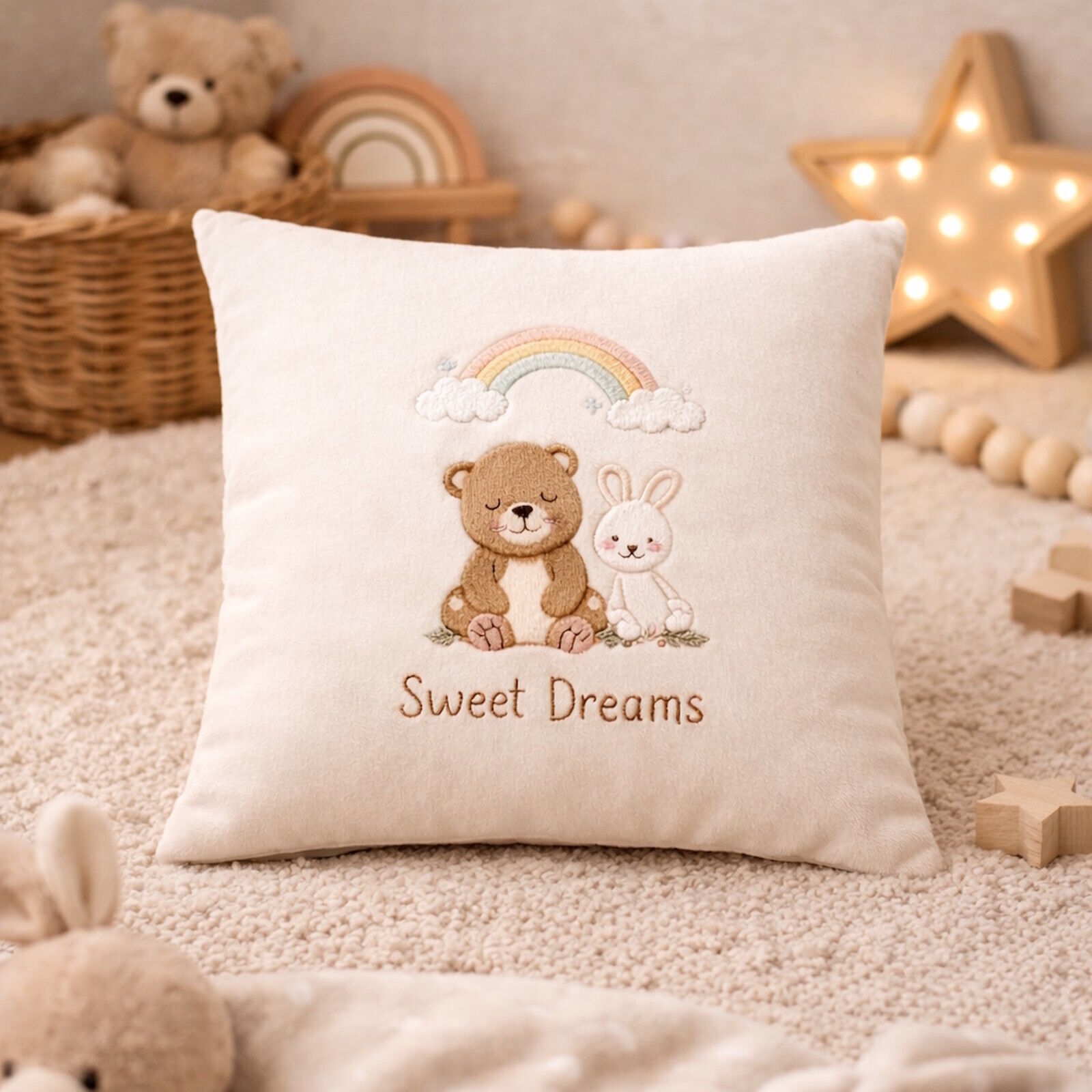 Kinder Kissen Sweet Dreams Bär Hase 40x40 cm