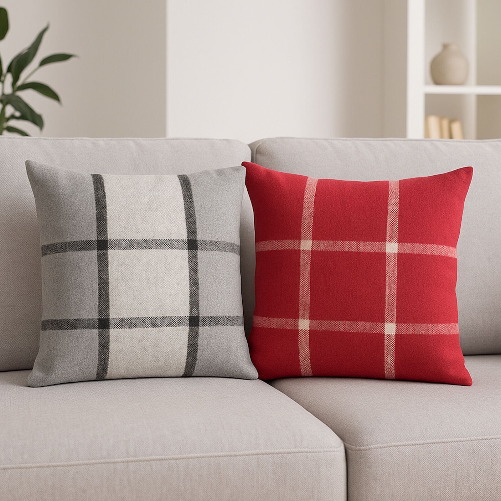 Filz Kissenbezug 40x40 Kariert Streifen