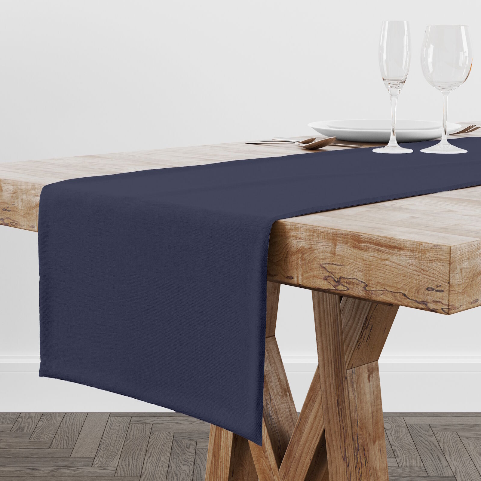 Tischläufer Uni Toledo-40x150-Marine Blau