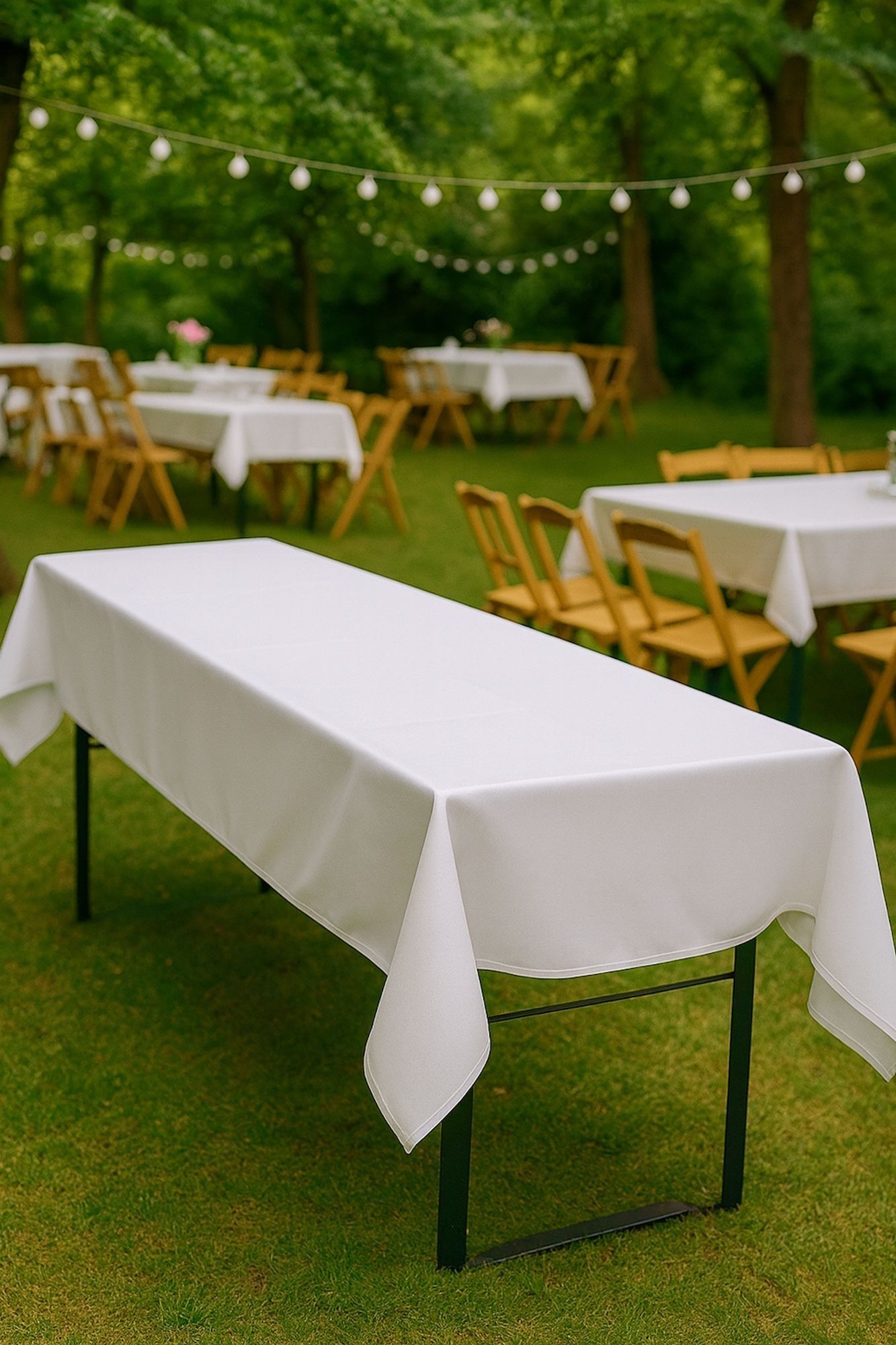 Biertisch Tischdecke Uni Baumwolle - Weiß/80x250 cm