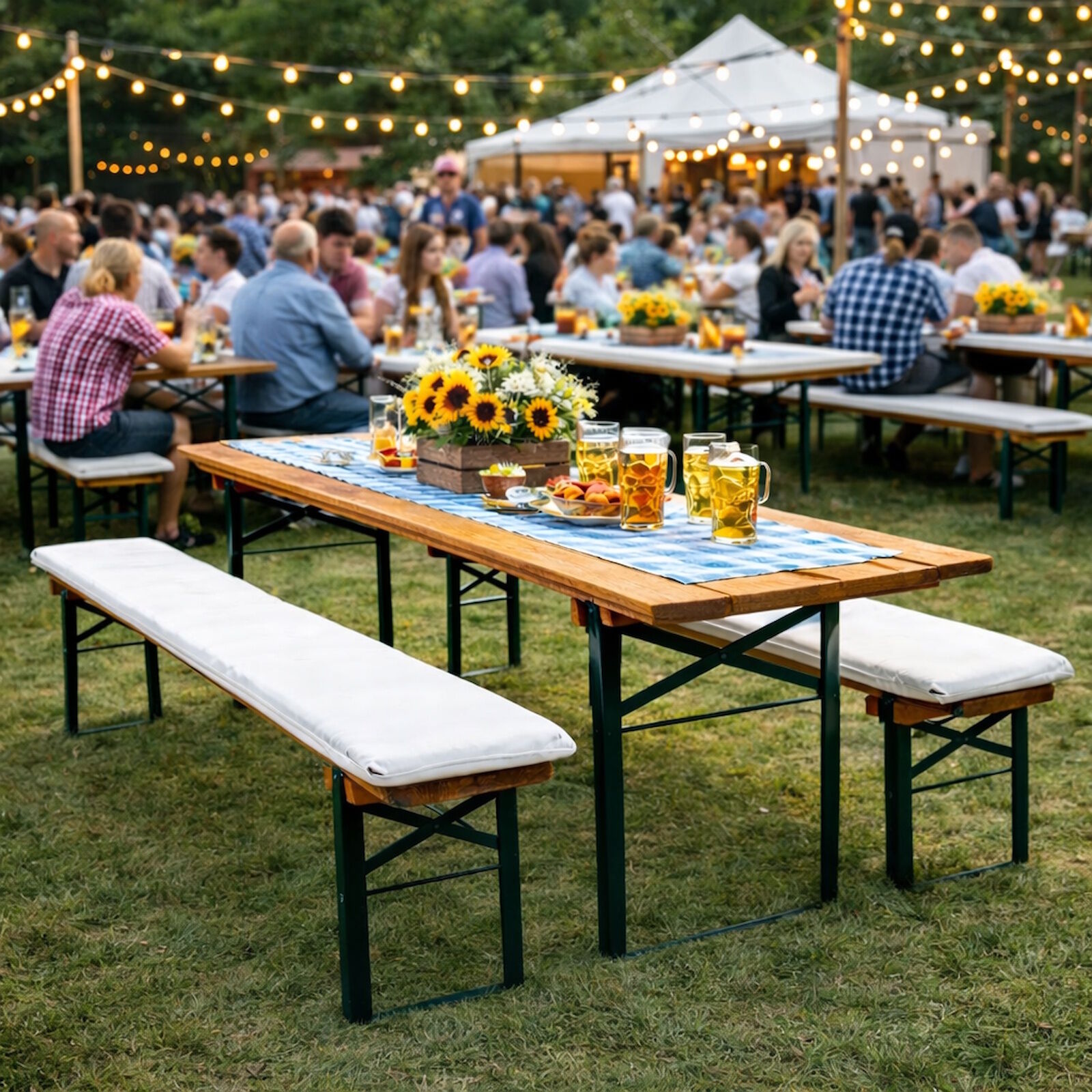 2er Set Bierbankauflage Weiß Polyester 200x25 220x25