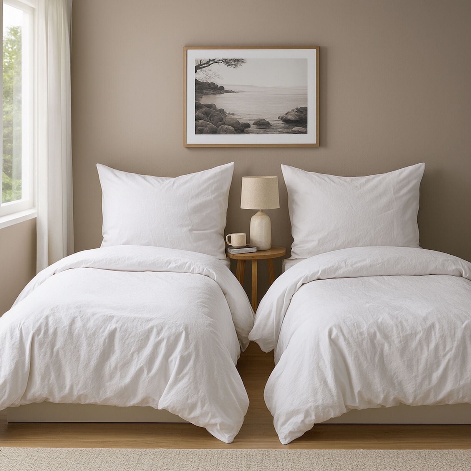 4-Teilige Biber Bettwäsche Weiß