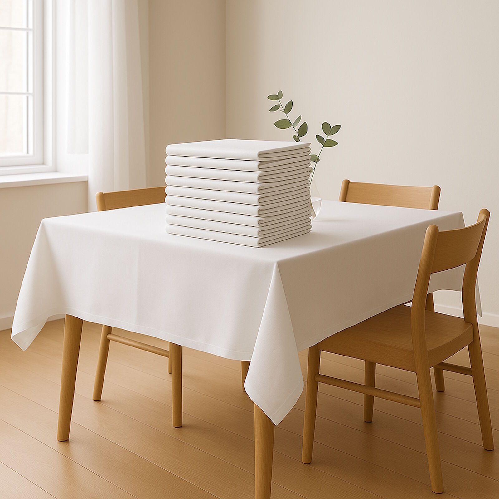 Tischdecke Uni Polyester 10er Pack-80x80-Weiß