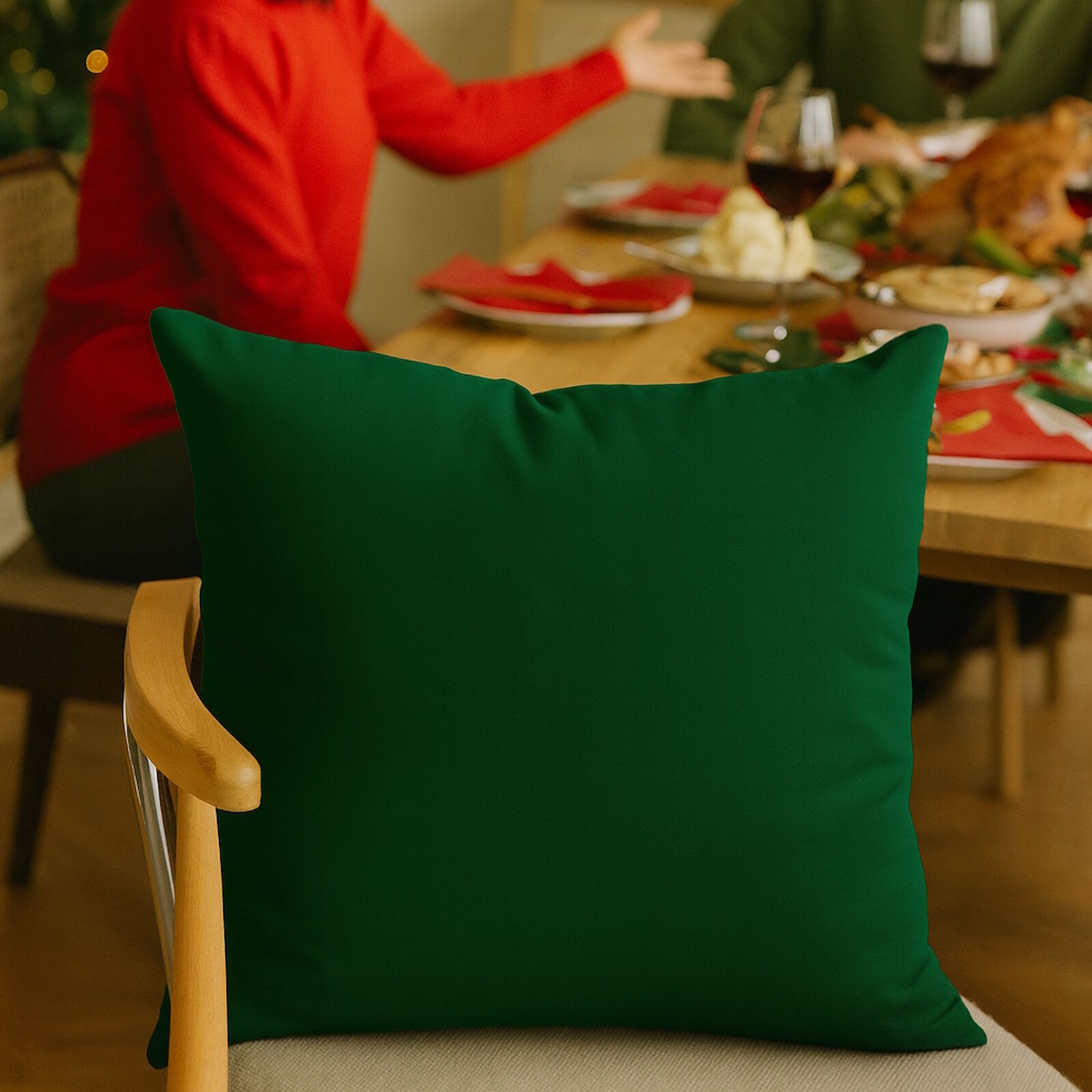 Weihnachtskissen Dunkelgrün – mit Baumwollbezug & Füllung, festlich & edel