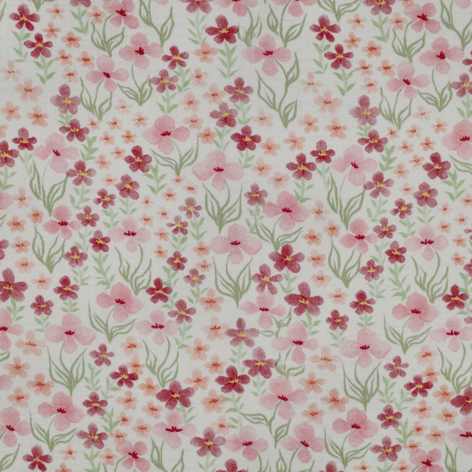 Musselin Stoff Bunte Blumen Baumwolle Meterware 132 cm