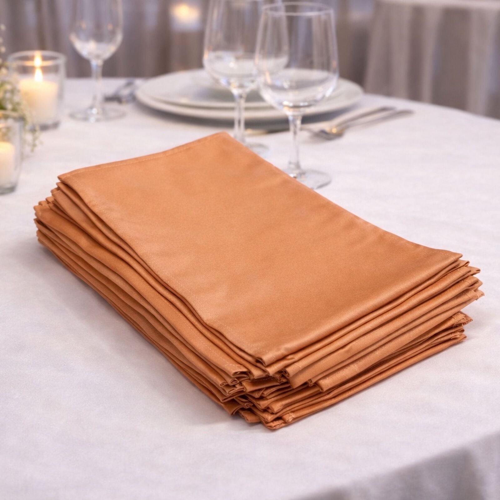 Stoffservietten Hellbraun uni 40x40 cm 44 Stück Baumwolle