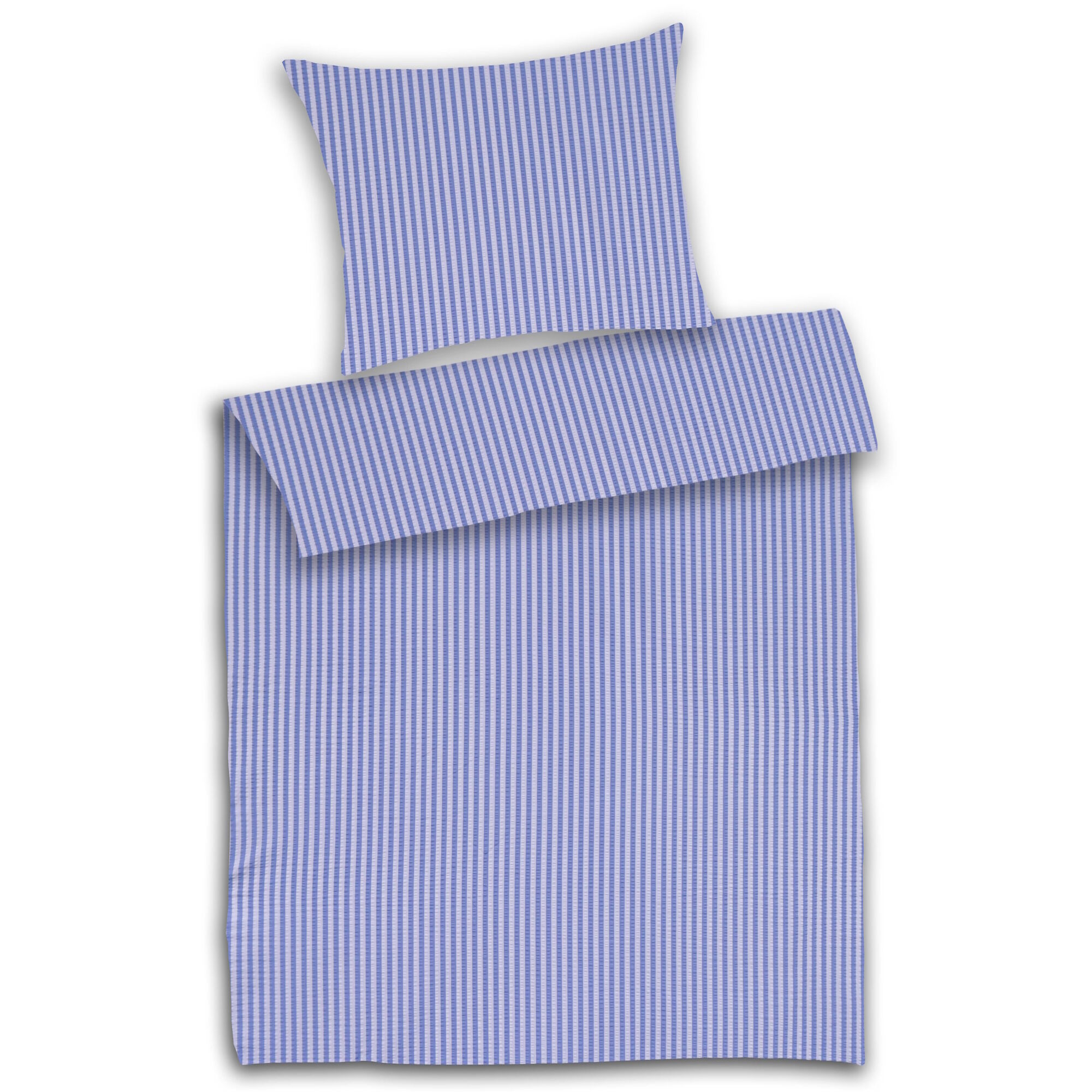 Seersucker Bettwäsche Streifen Blau