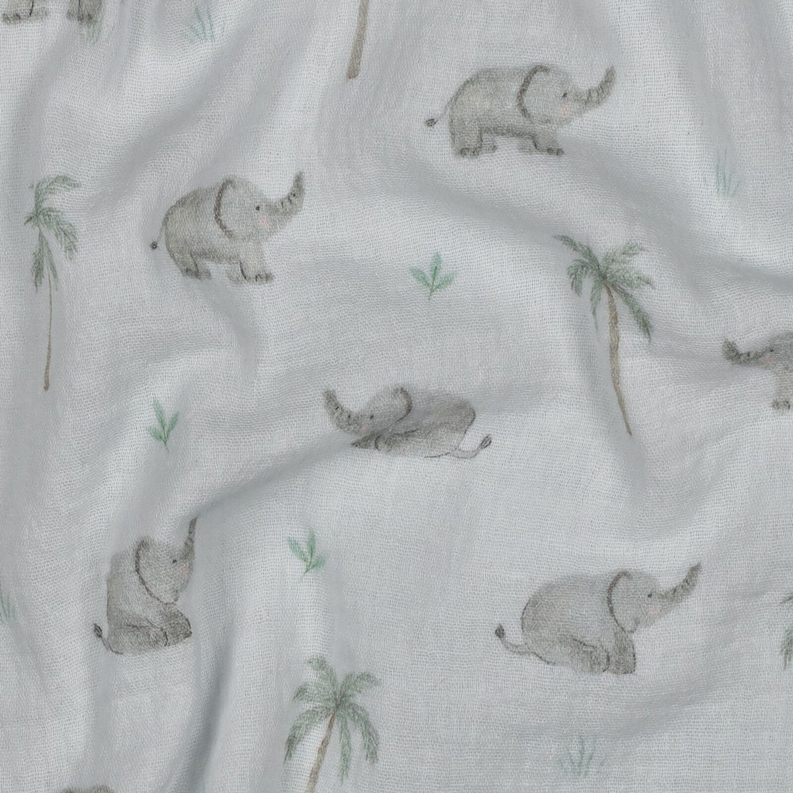 Musselin Stoff Safari Elefanten Meterware 130 cm
