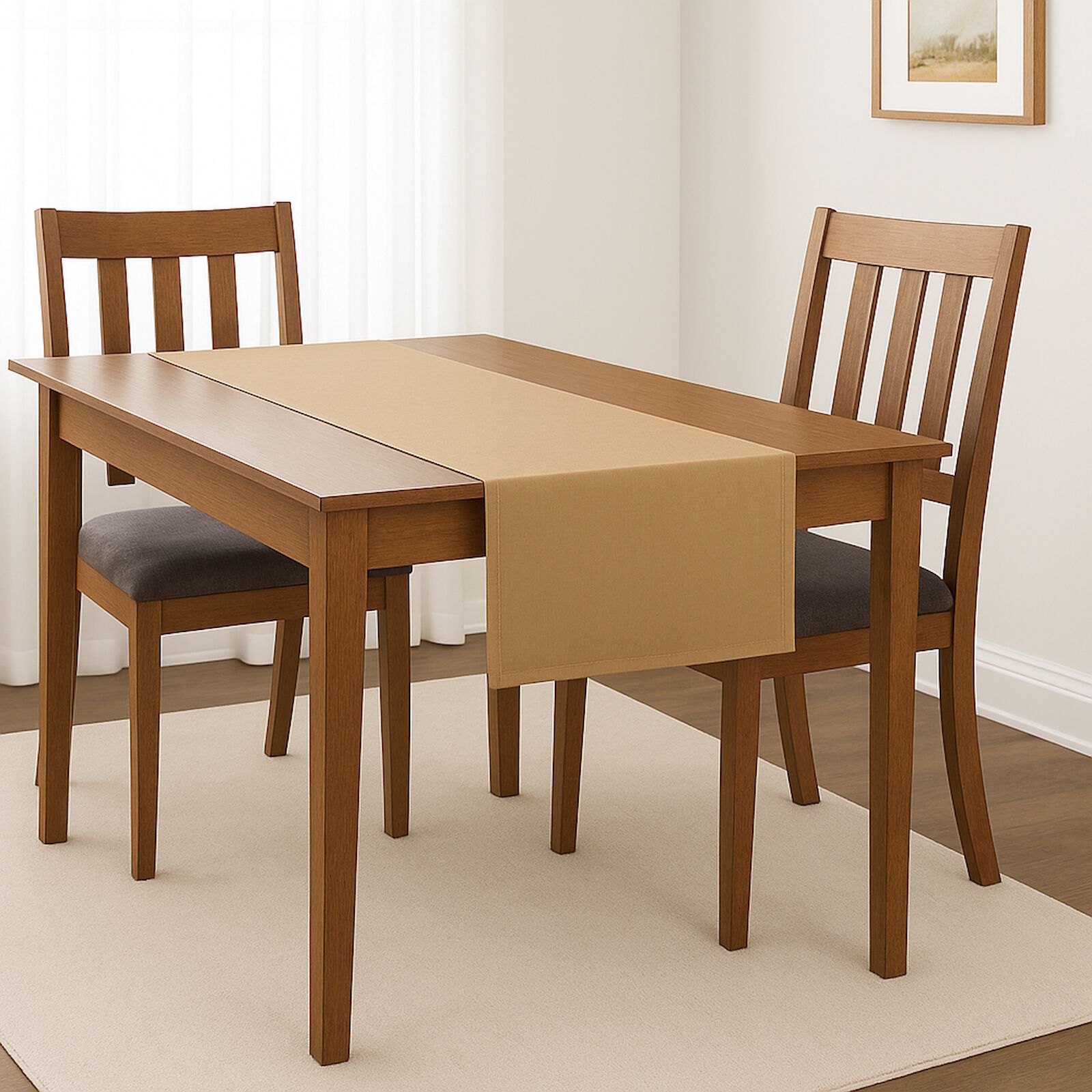 Tischläufer Beige Polyester 45x145 cm bügelfrei