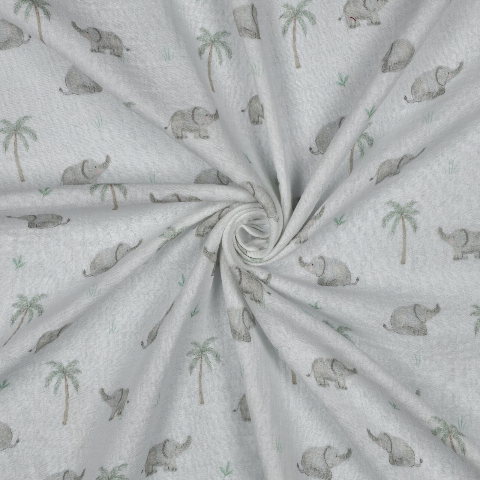 Musselin Stoff Safari Elefanten Meterware 130 cm