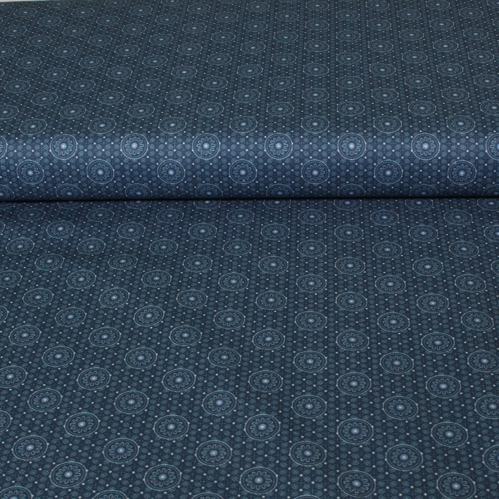 Stoff Meterware Blumen Rudolfine Blau