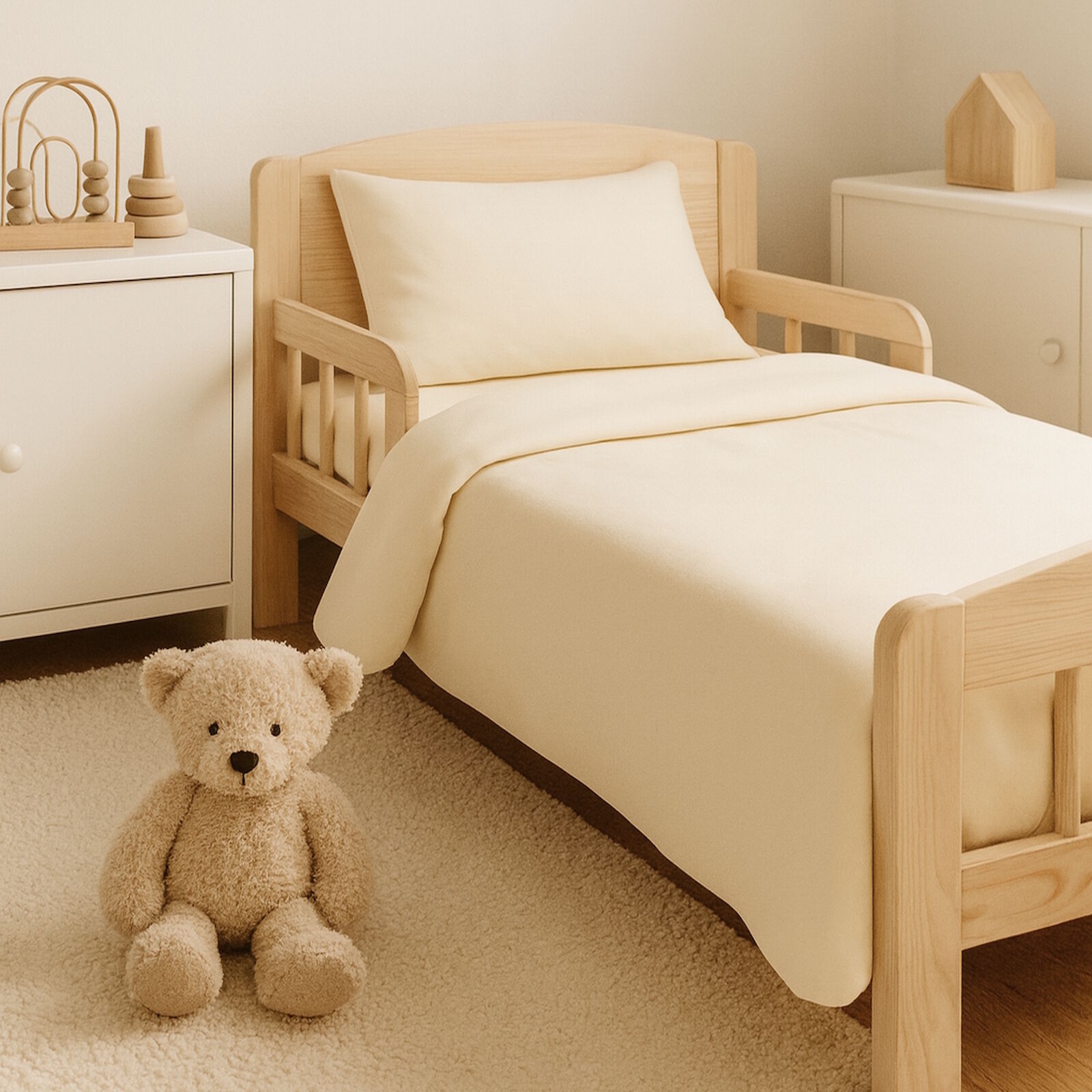 Jersey Kinderbettwäsche Creme 100x135 40x60 cm