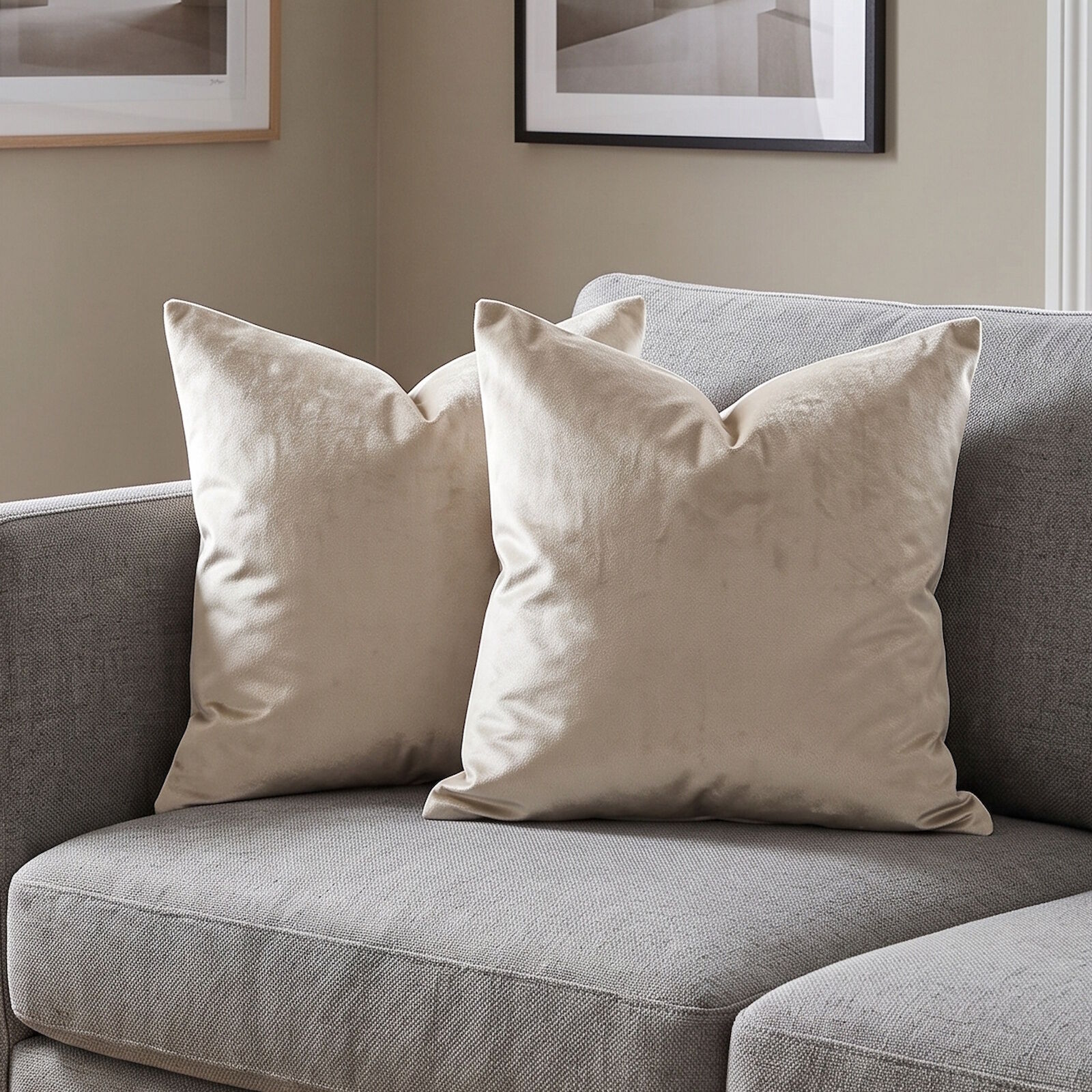 Kissenbezug Lulin Beige Samt 2er Set-50x50