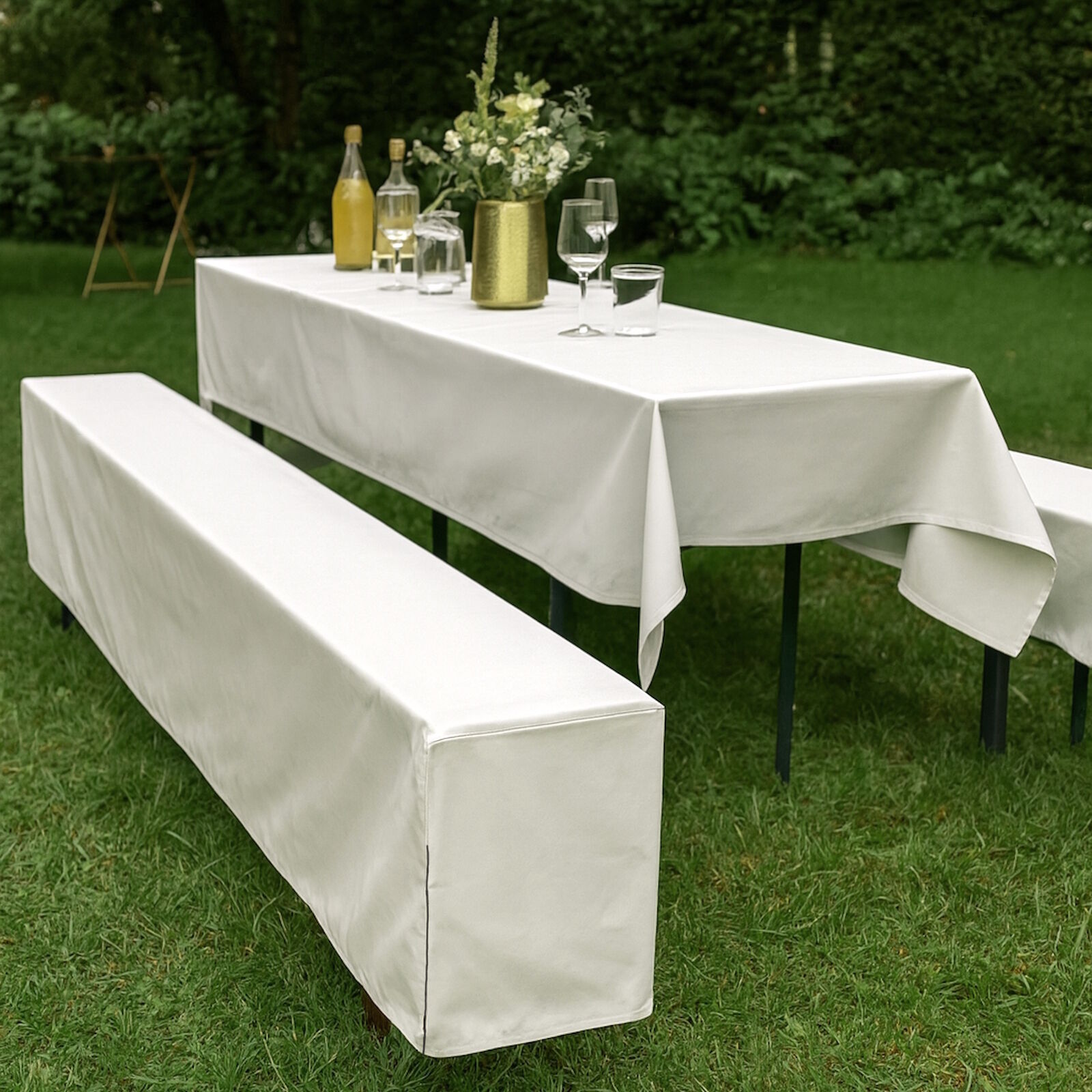 Bierbankhusse bodenlang Baumwolle Weiß-200x25 cm