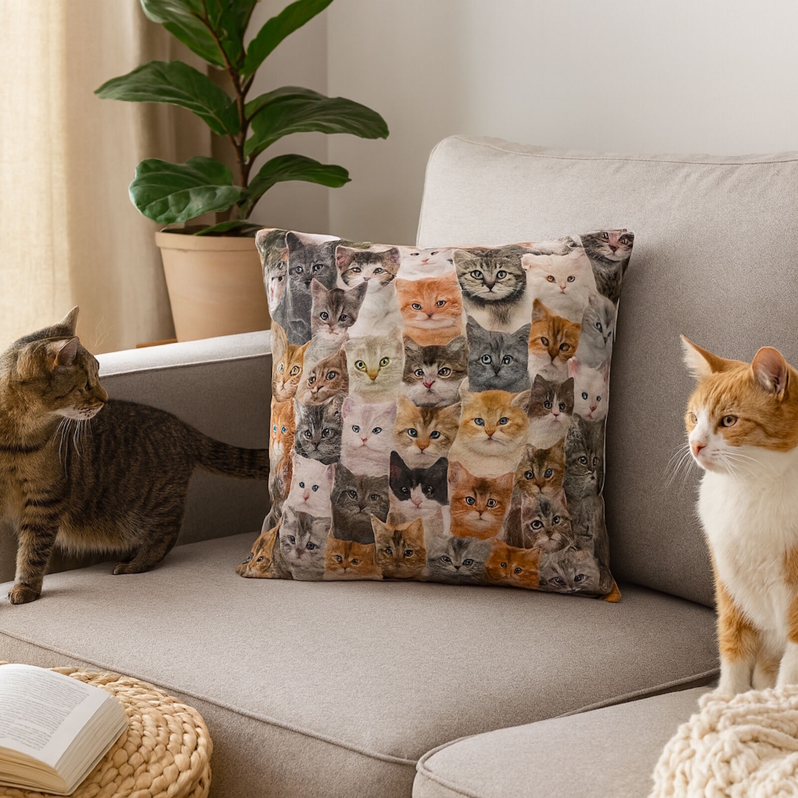 Katzen Kissenbezug Baumwolle kaufen
