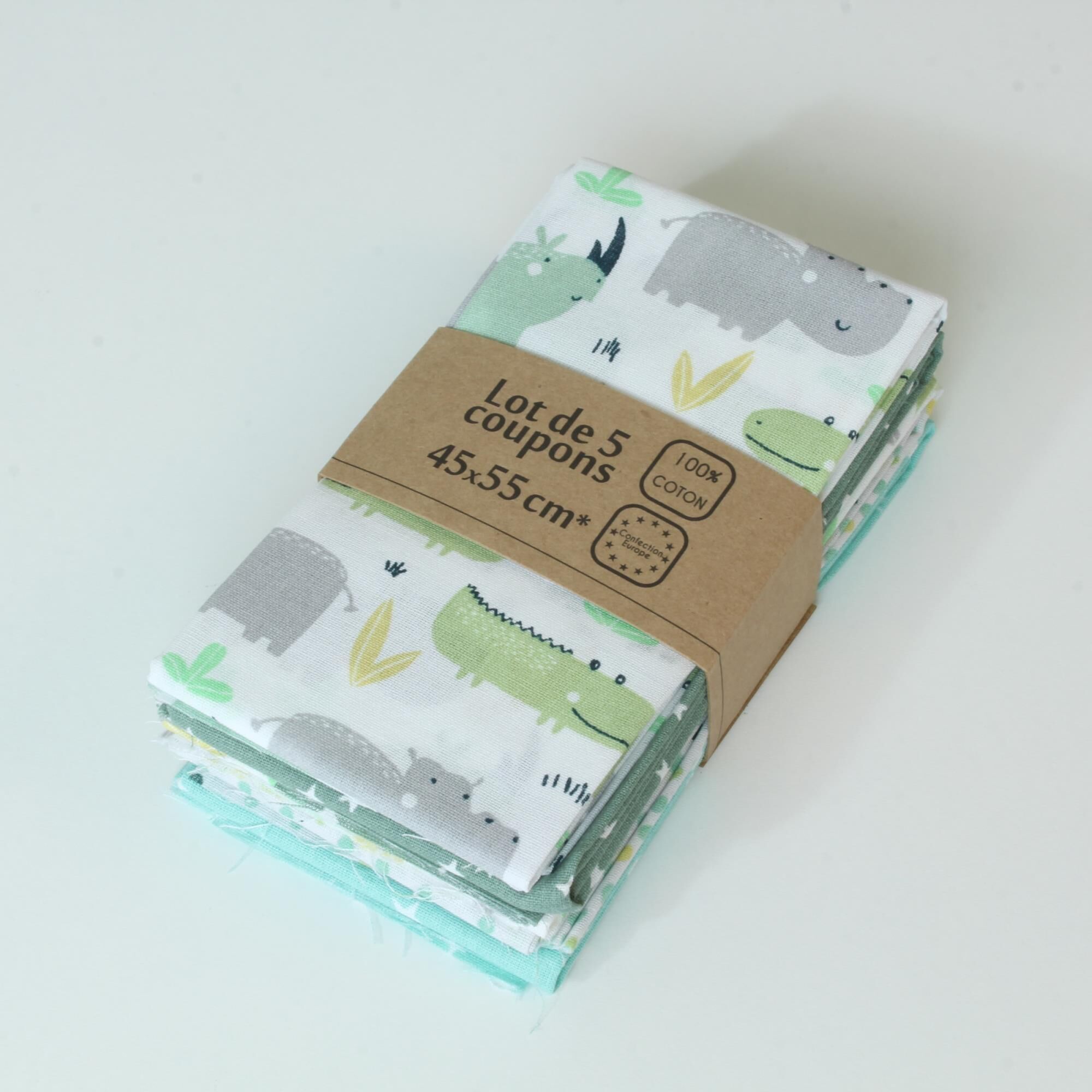 Bunte Kinderstoffe Patchwork Tiere Grün