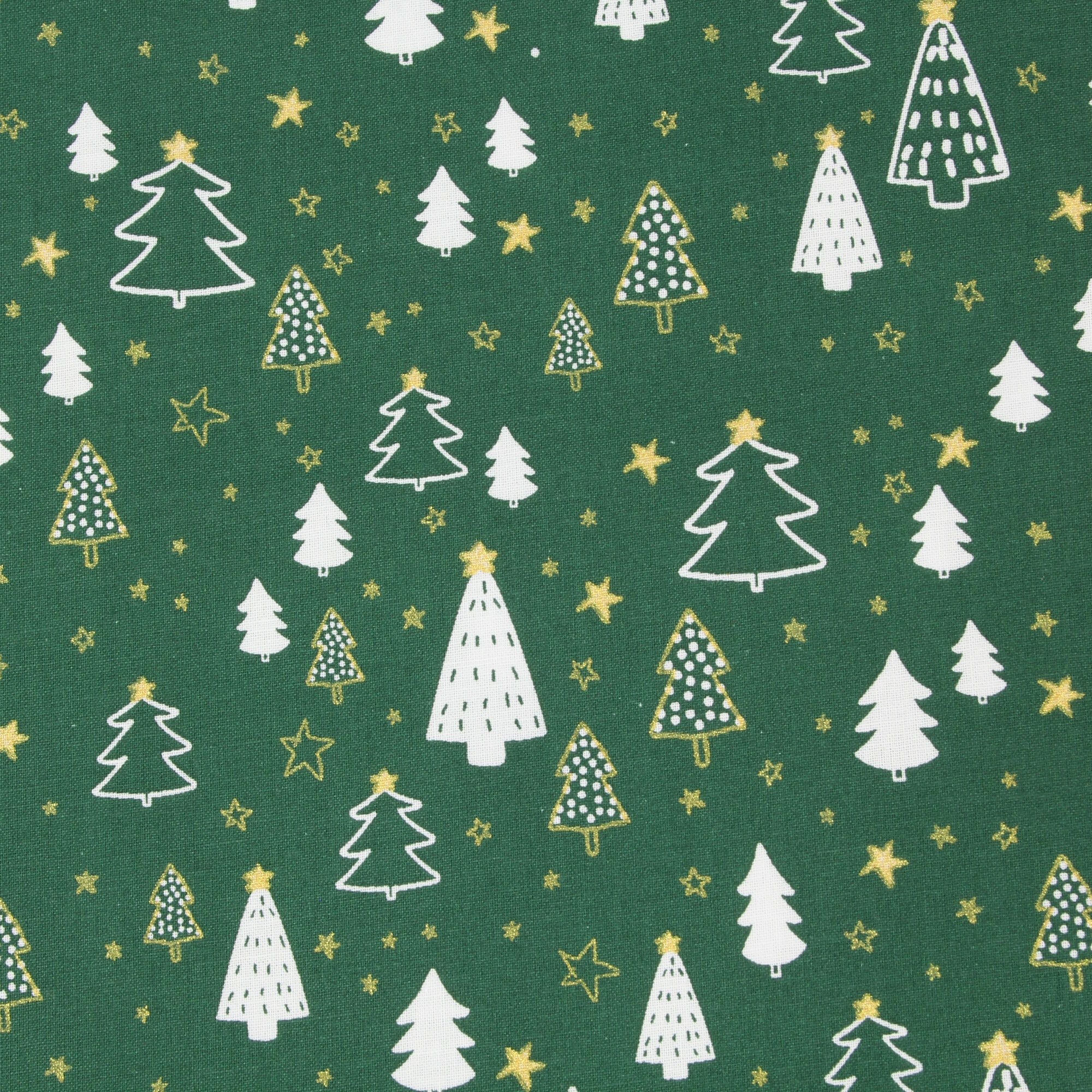 Stoff Meterware Weihnachtsbaum Sterne Grün Baumwolle