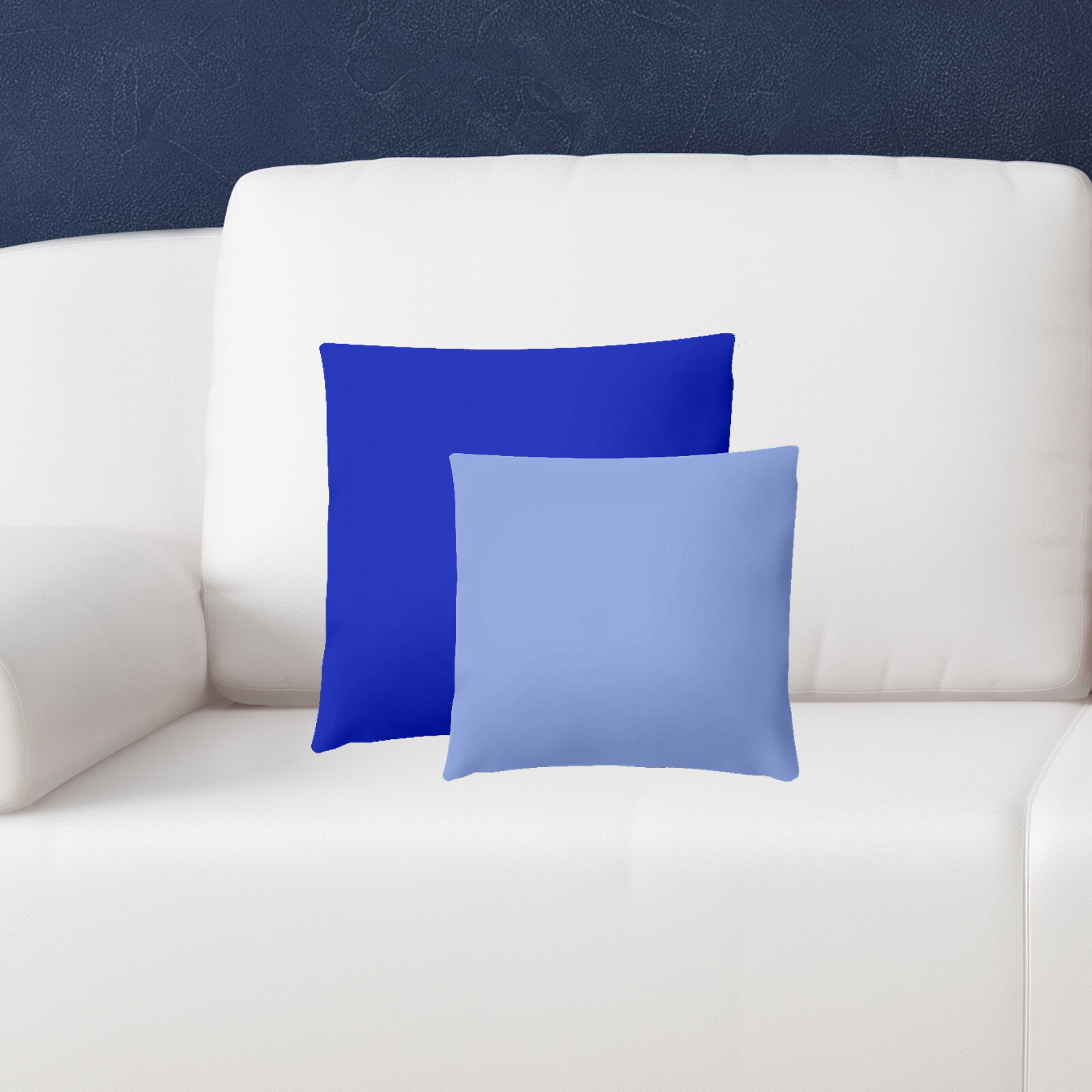 Komplettkissen Linon 2er Farben Set-Hellblau+Kobalt Blau