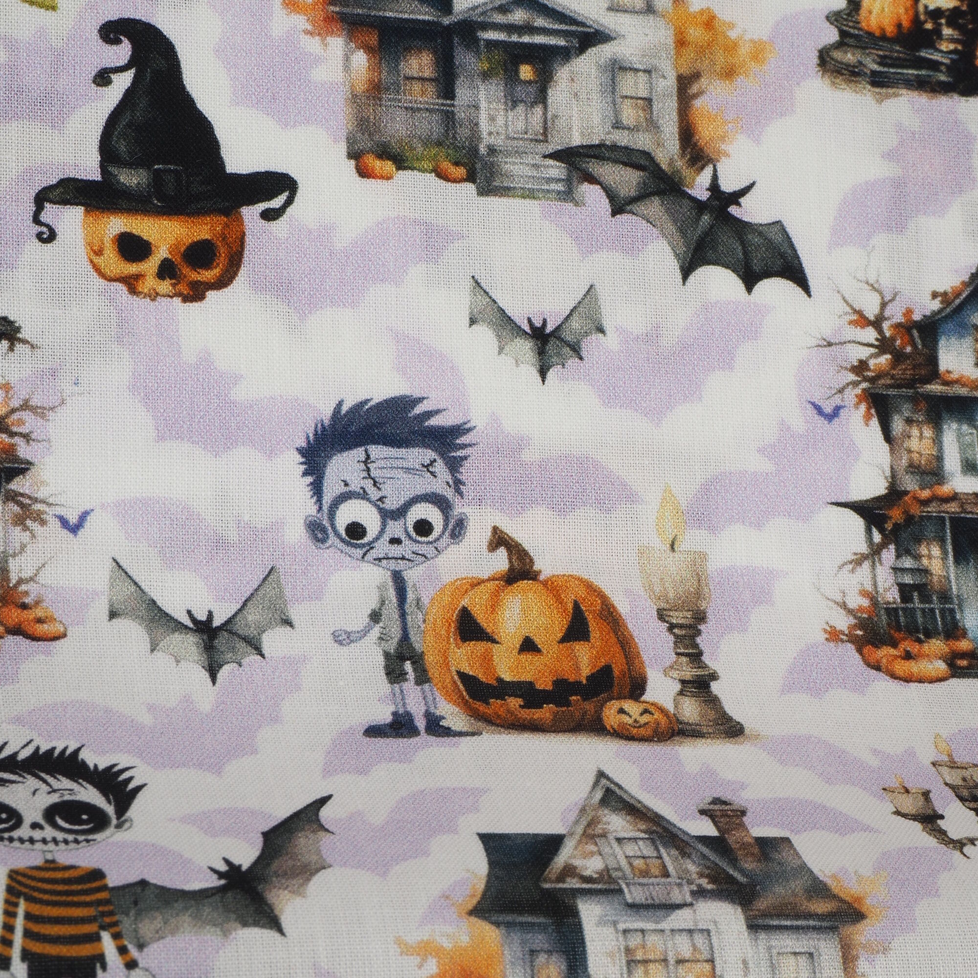 Stoff Meterware Halloween Frankenstein Kürbis – Baumwolle Oeko-Tex