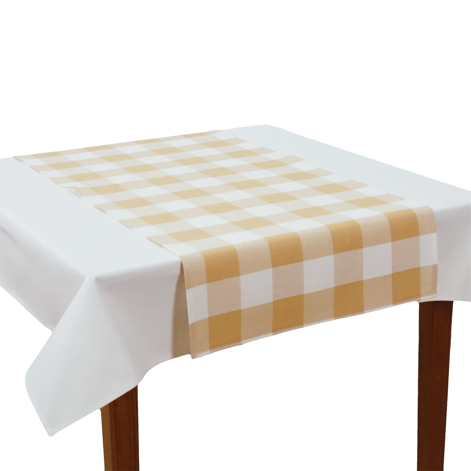 Tischläufer 45x145 cm Karo 5x5 cm Modal-Beige
