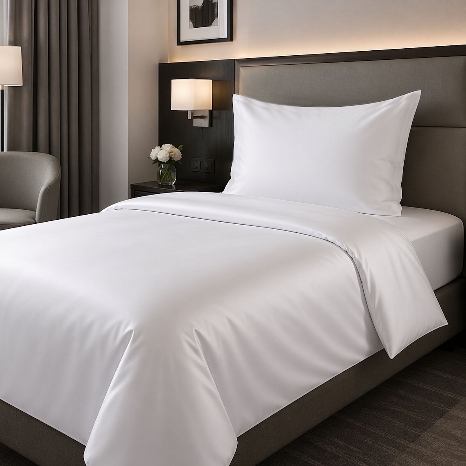 Hotelbettwäsche Satin Elli Uni Weiß