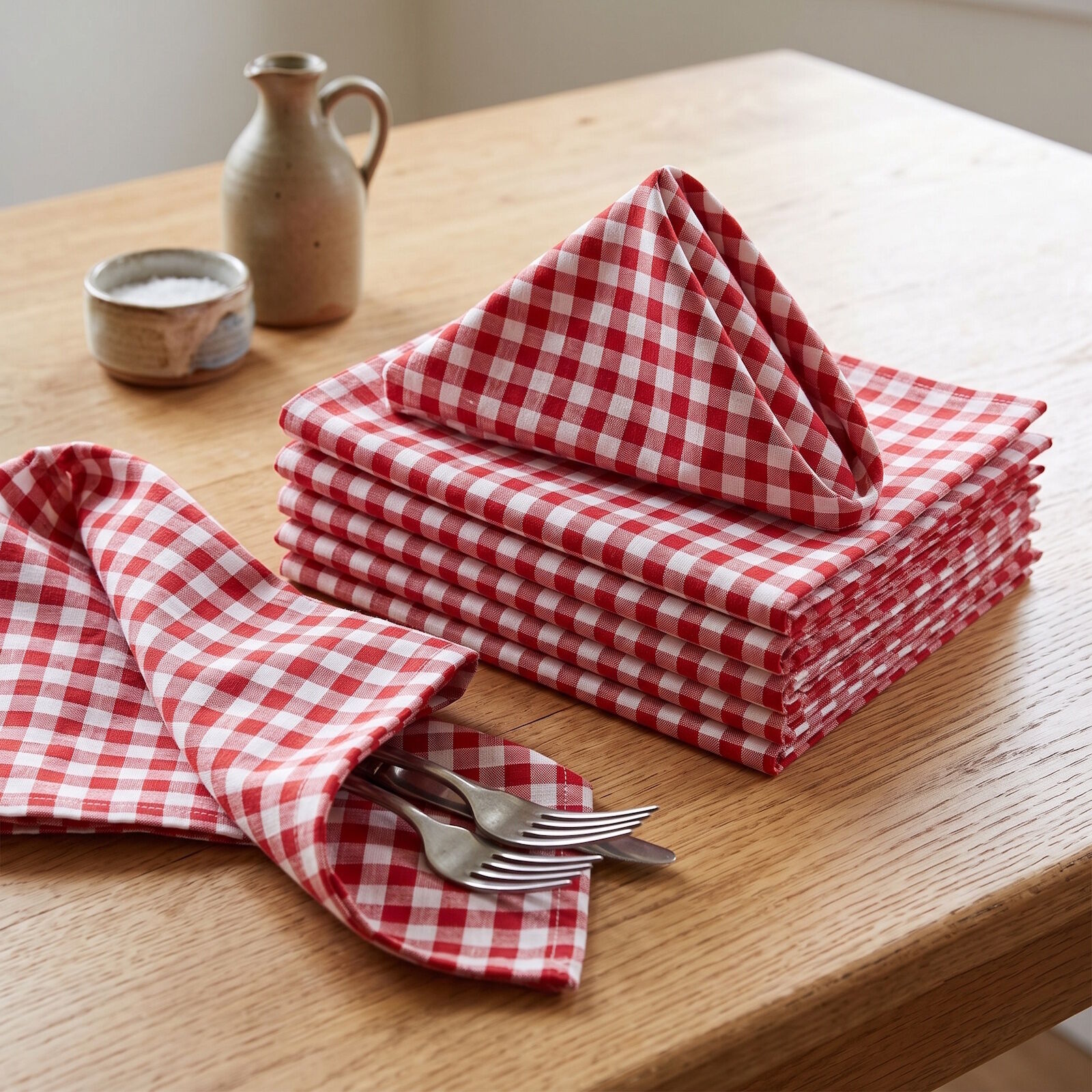 Servietten 60x60 cm Karo 1x1 cm Rot Variante 6 Stk.