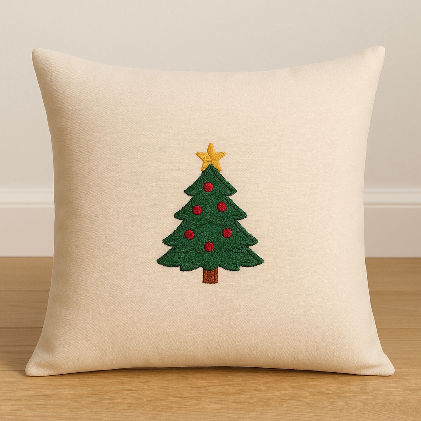 Weihnachtskissen Tannenbaum 40x40 aus Baumwolle bestickt