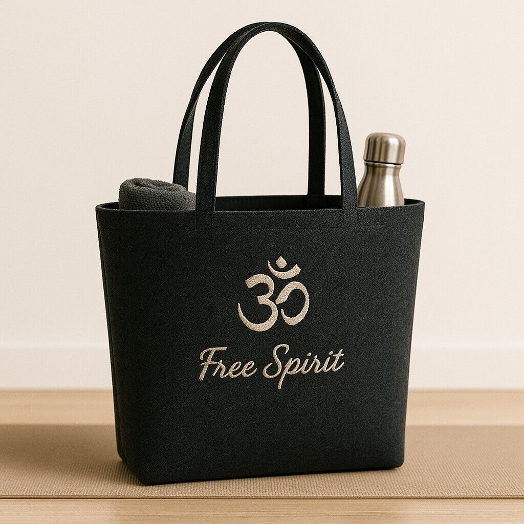 Yoga-Tasche Filz Stickerei Om Free Spirit 49x39x13,5 cm Anthrazit Melange