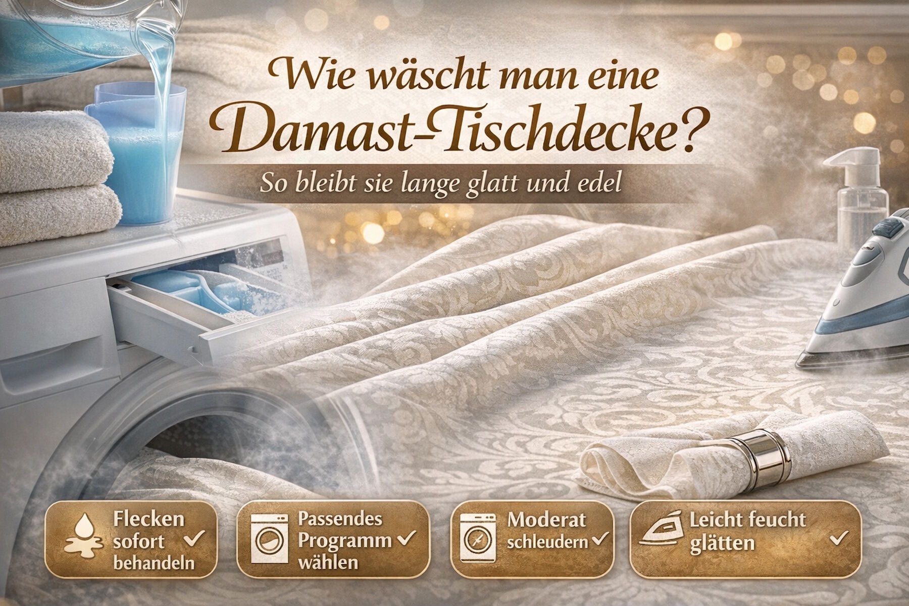 Damast Tischdecke waschen: Anleitung, Tipps & Pflegefehler vermeiden