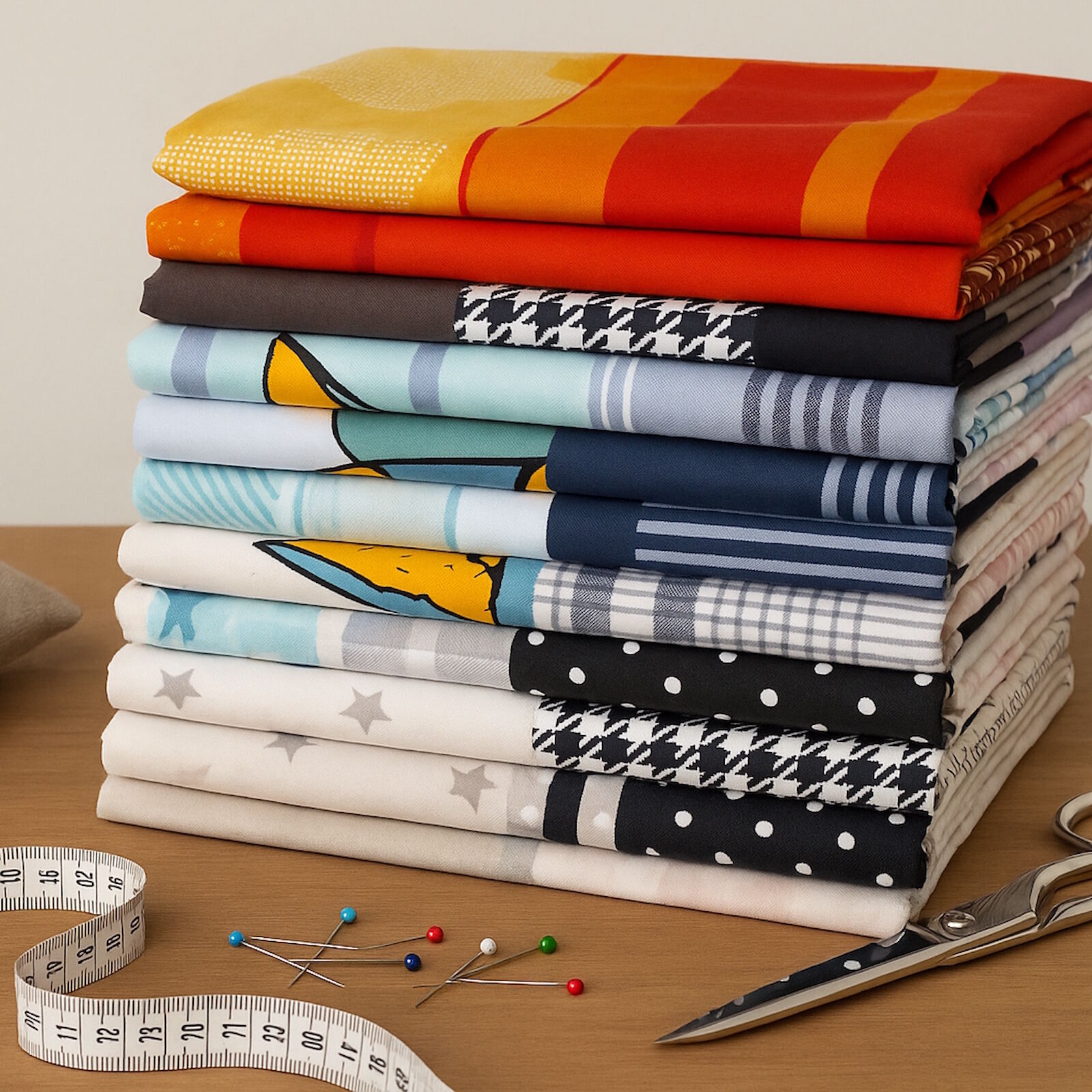 Stoffpaket Baumwolle kg – Mako Satin in bunten Designs