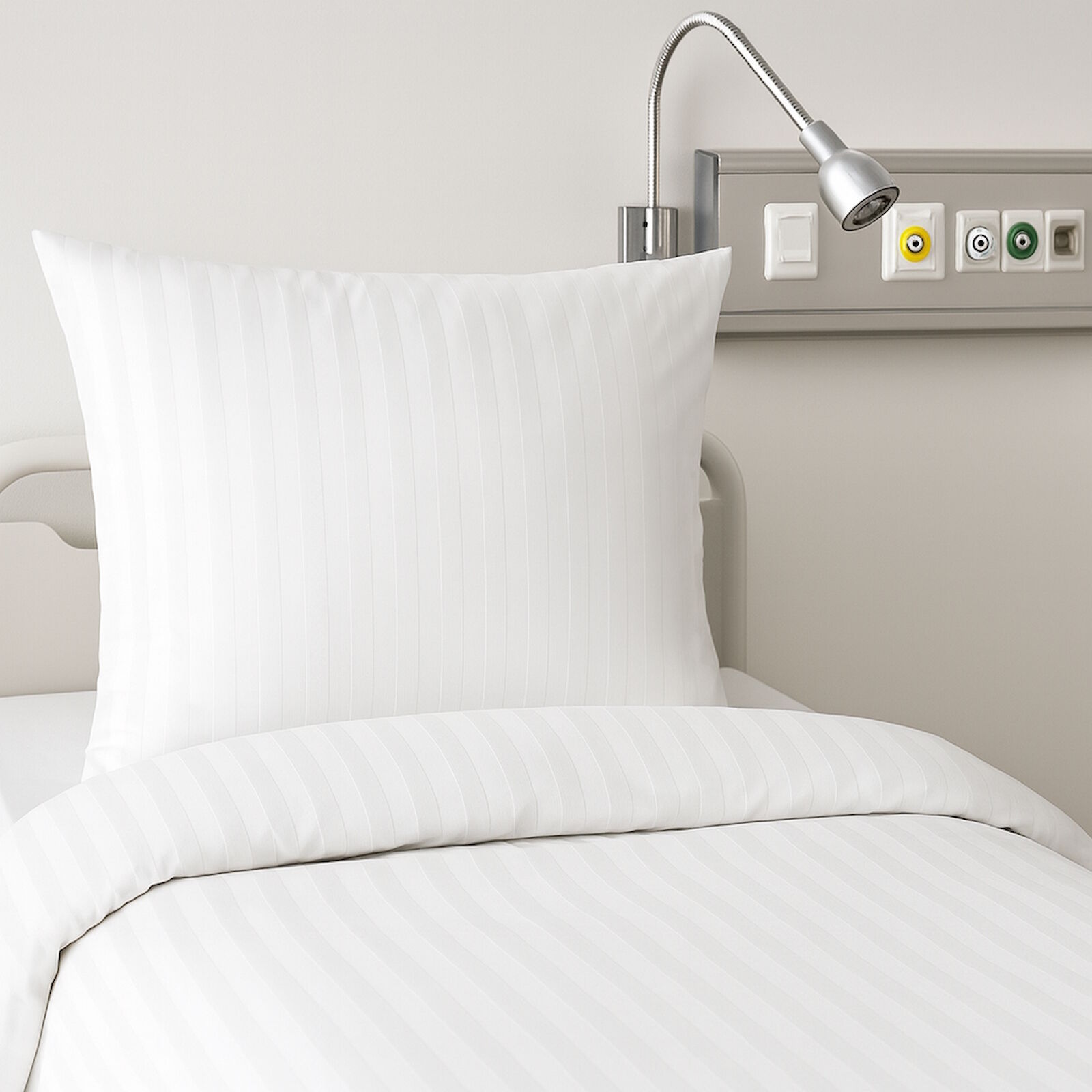 Damast Pflege Bettwäsche Weiß Streifen 135x200 cm