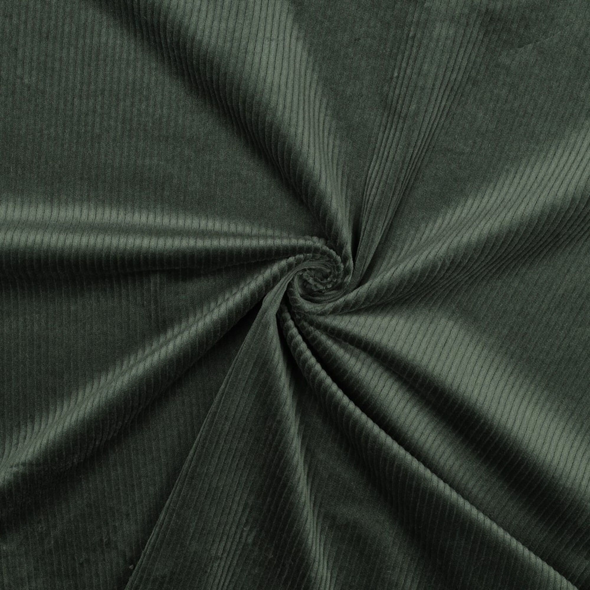 Stoff Meterware Uni Cord Dunkelgrün Stretch