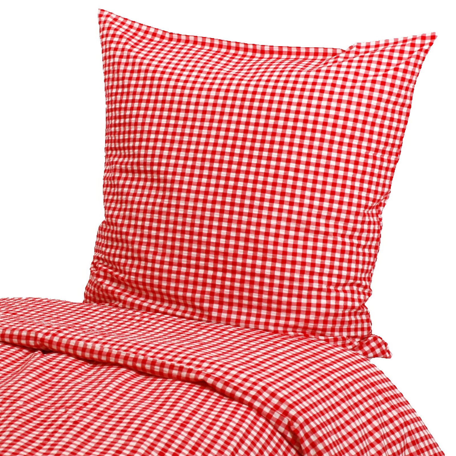 Seersucker Hotelbettwäsche Karo 1x1 cm Rot