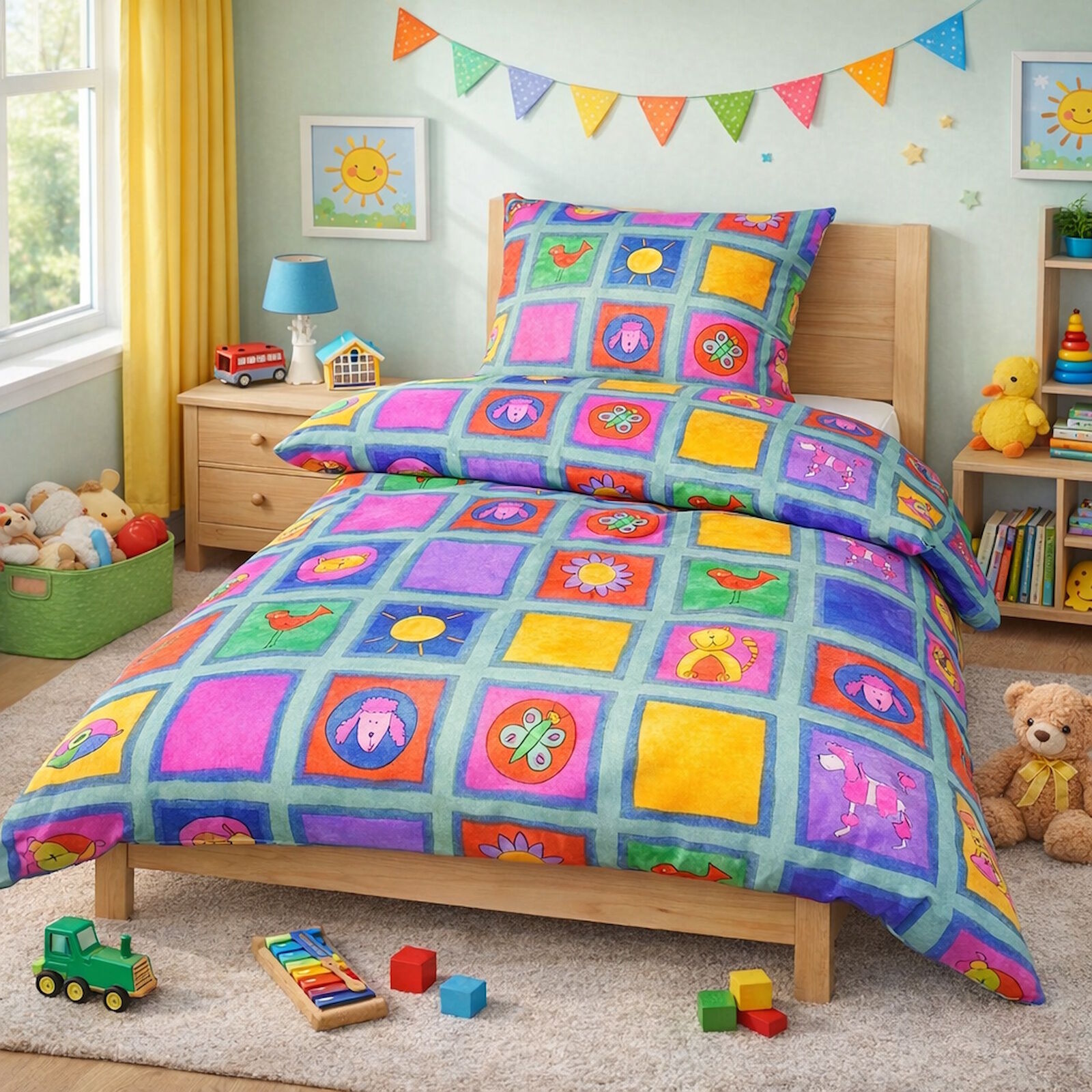 Biber Kinderbettwäsche 135x200 80x80 kuschelwarm weich