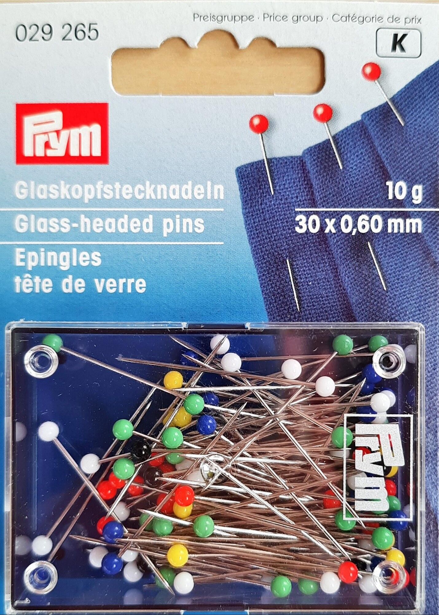 Glaskopfnadeln ST 0,60 x 30 mm bunt 10g