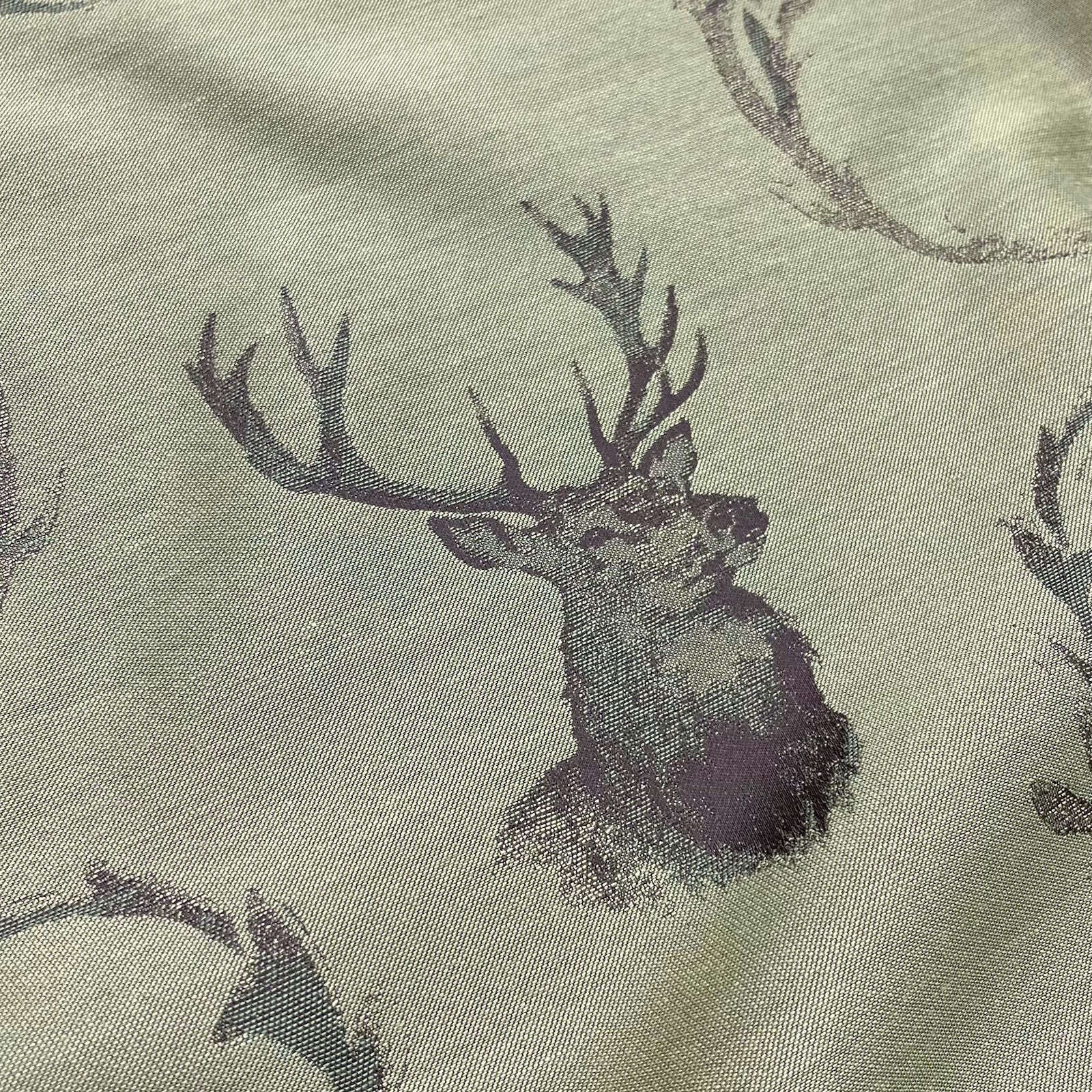 Hirsch Stoff Grün Jacquard Landhaus Meterware 140 cm