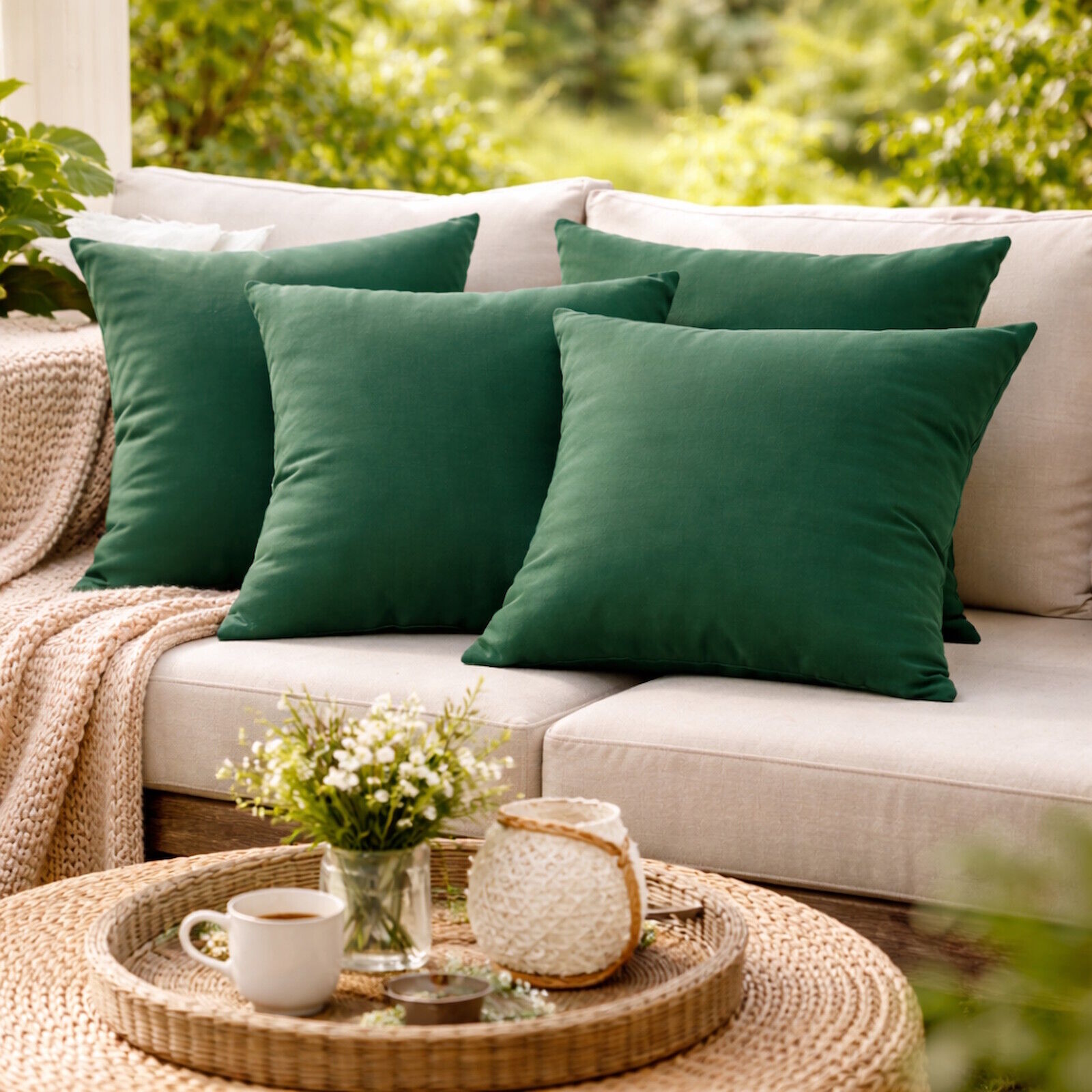 Naturliebhaber Kissenbezüge Dunkelgrün 40×40 cm 4er Set