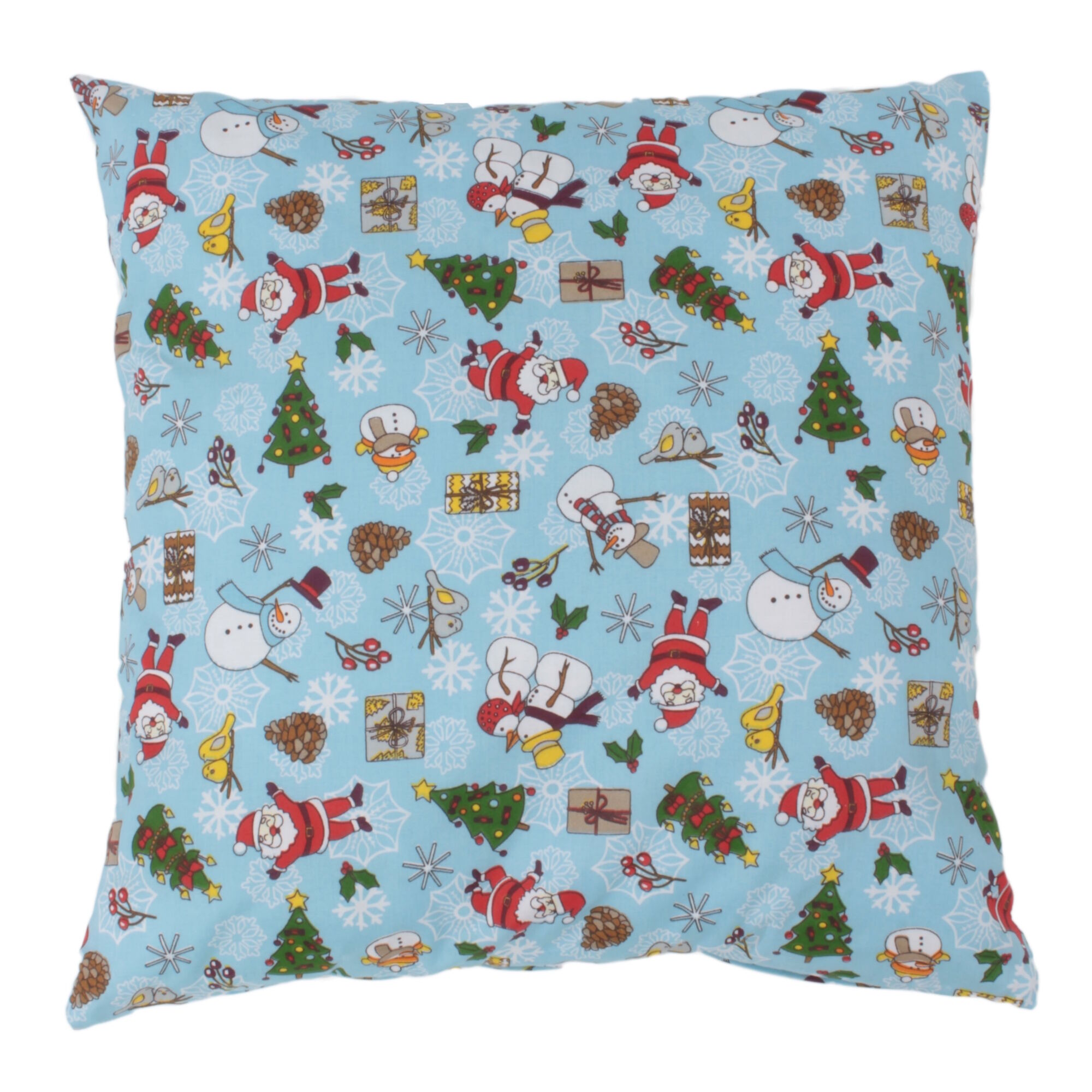 Kissenbezug 40x40 cm Weihnachtsmann Schneemann Hellblau