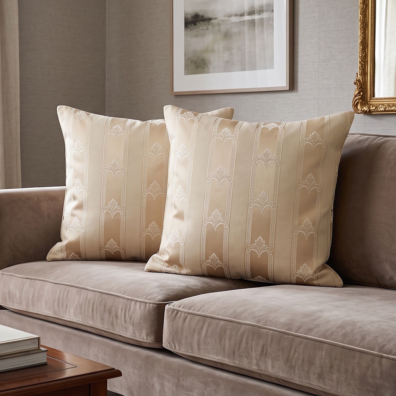 Barock Kissenbezüge Imperio Beige 40x40 2er Set