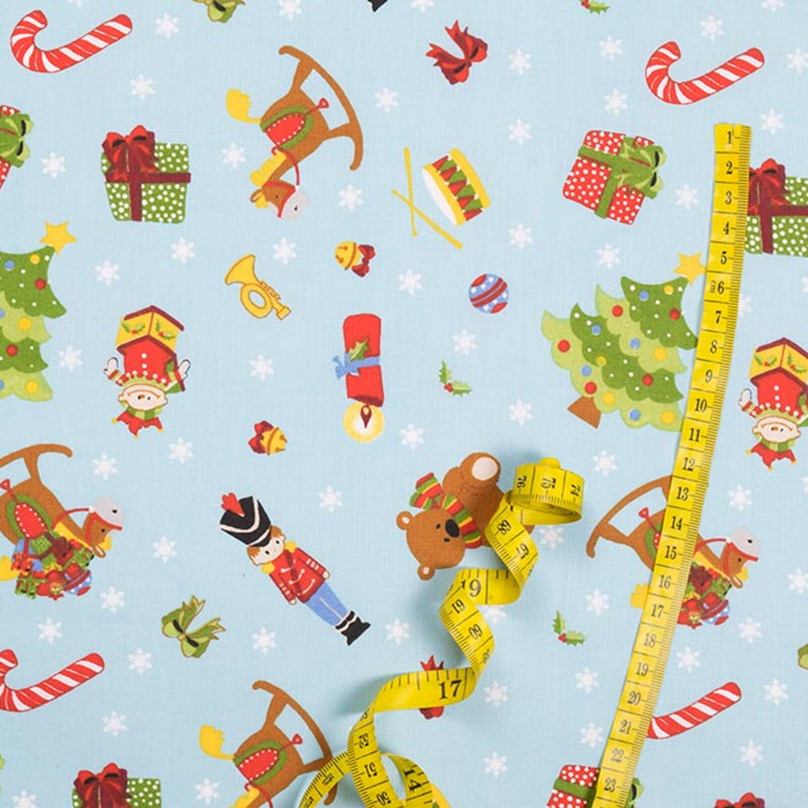 Stoff Meterware Christmas Hellblau