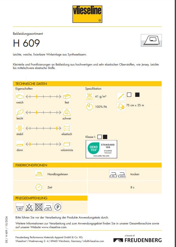 Vlieseline® Vlies Meterware H 609 Schwarz