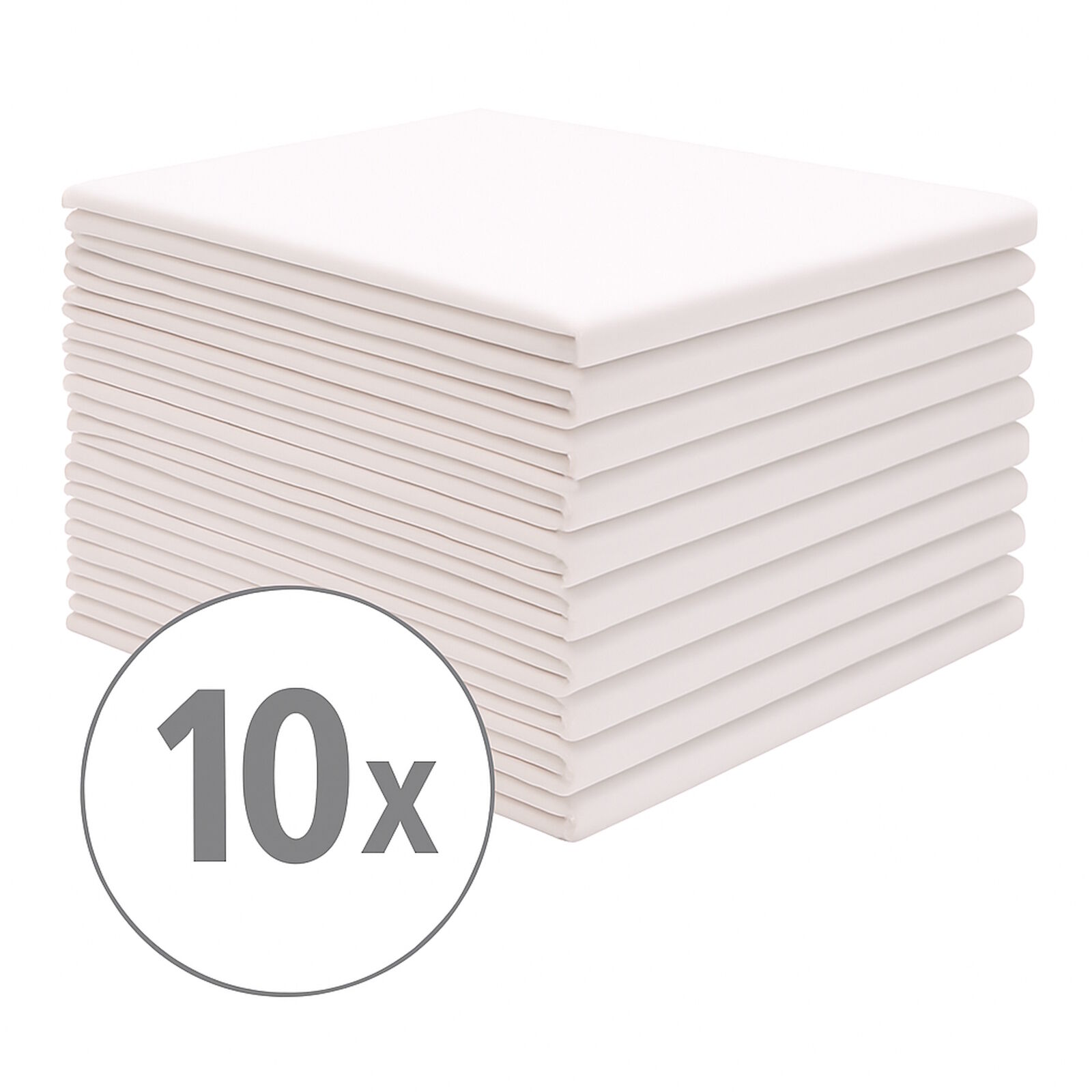 10er Pack Bettlaken ohne Gummizug Weiß Baumwolle