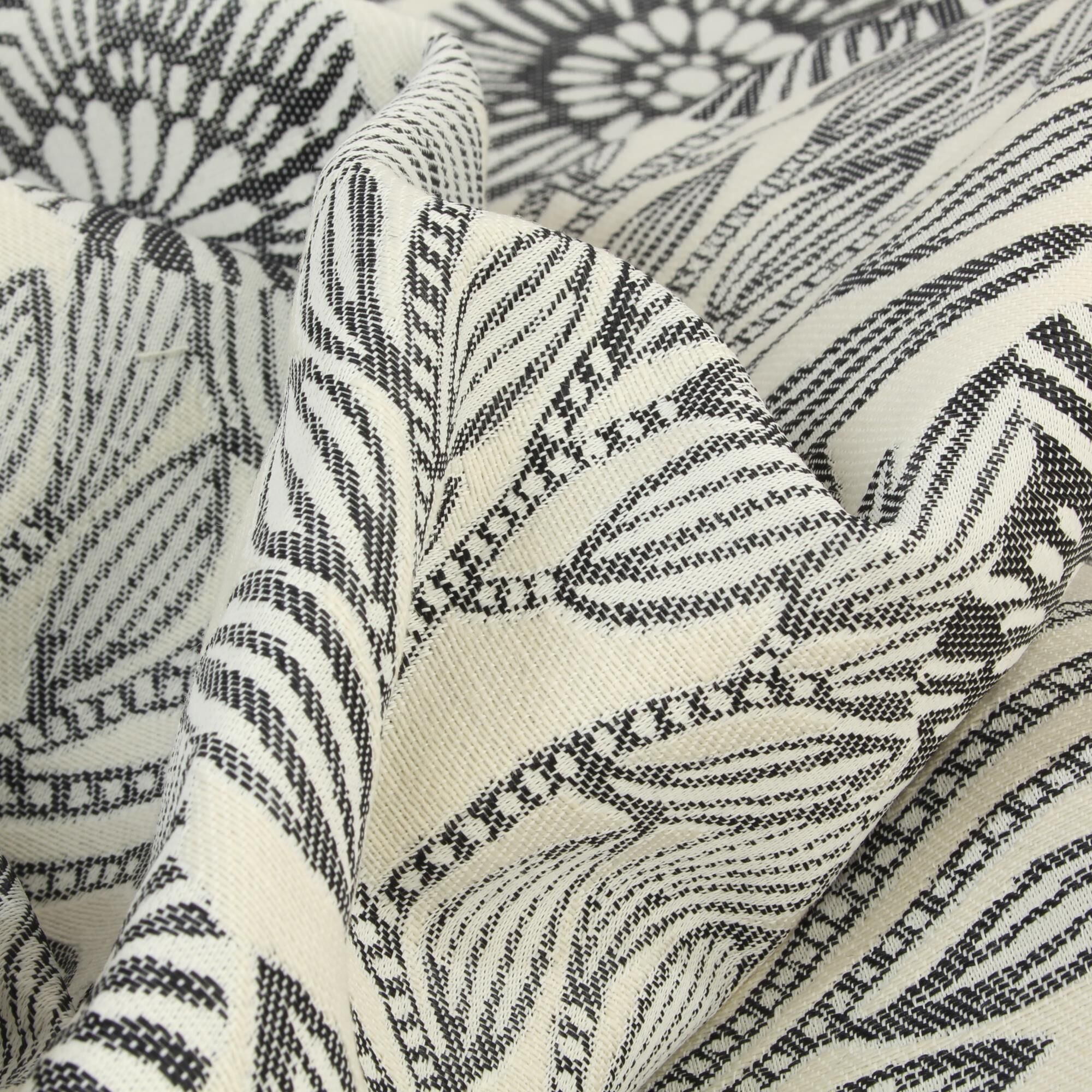 Stoff Meterware Blumenranken Alesia Beige Schwarz