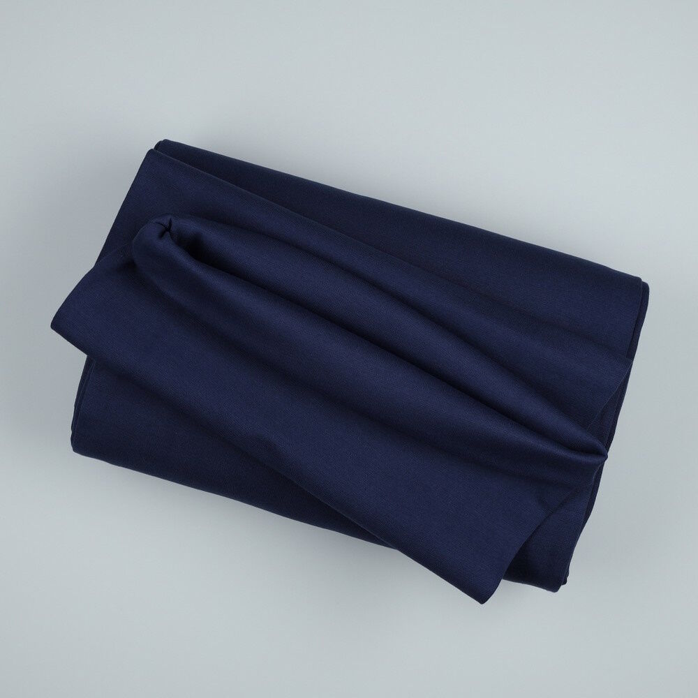 Bündchenstoff Meterware Uni Jeans Blau