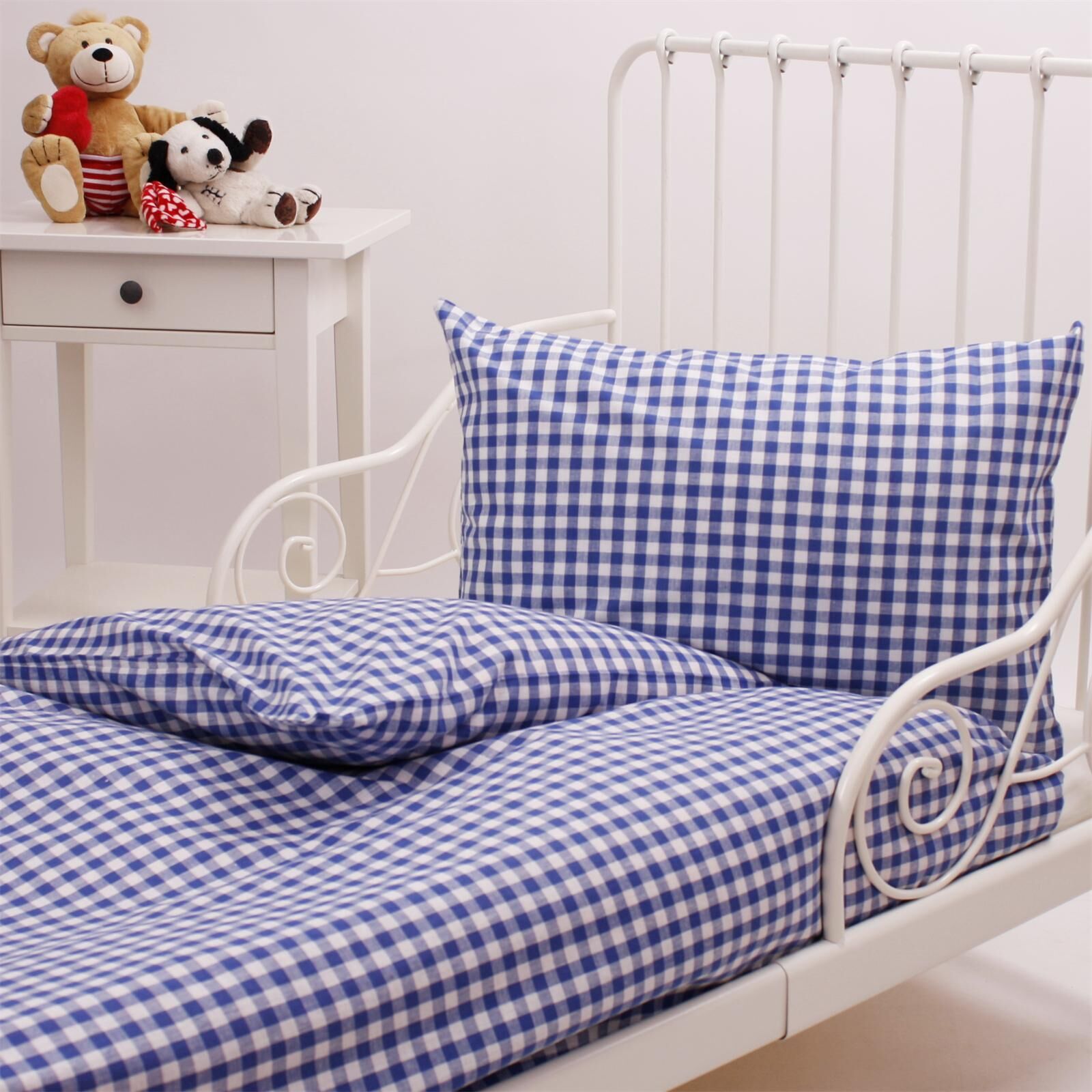 Kinderbettwäsche Kariert Blau