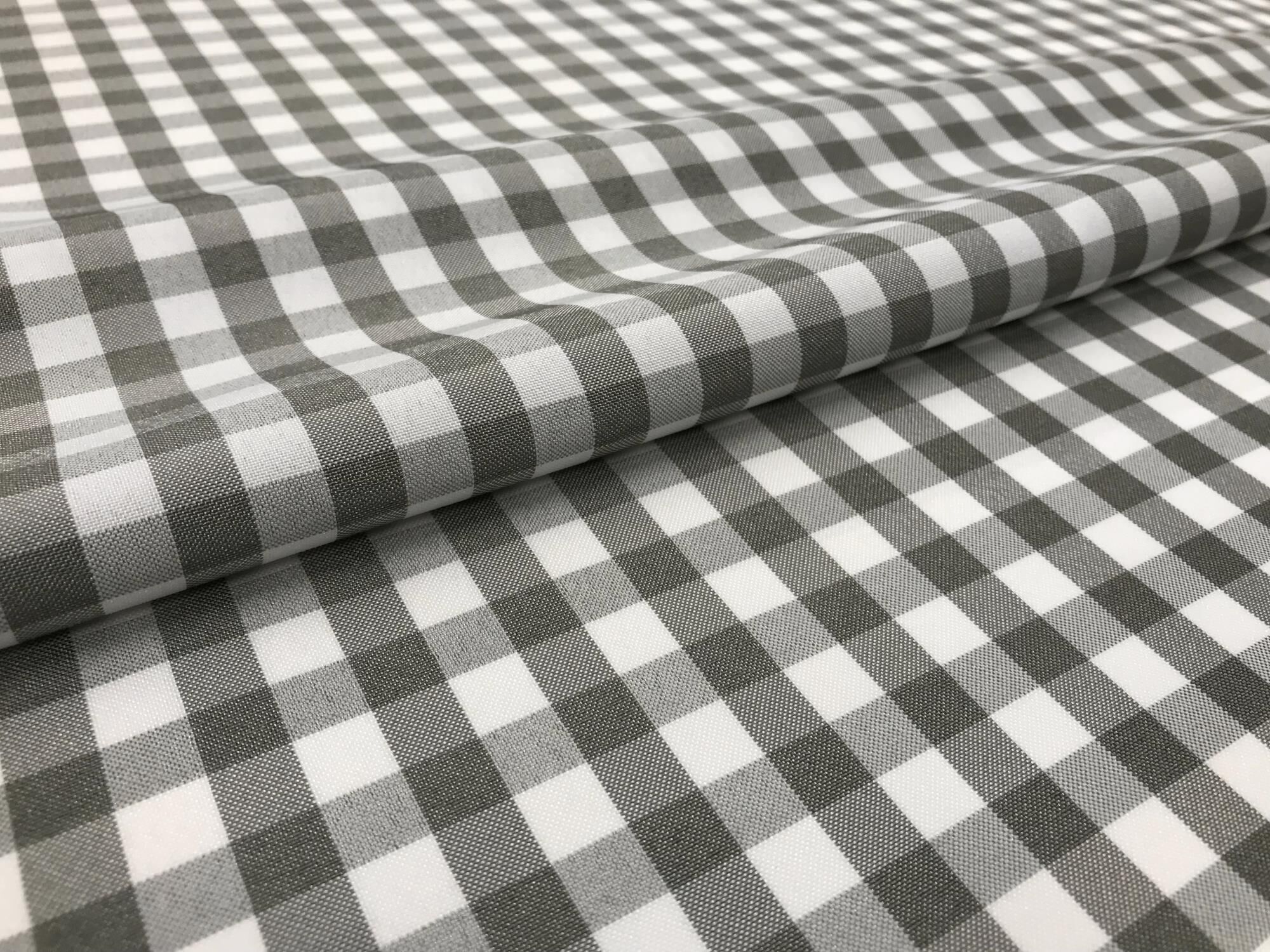 Stoff Meterware Karo 1x1 cm Grau Outdoor 160 cm