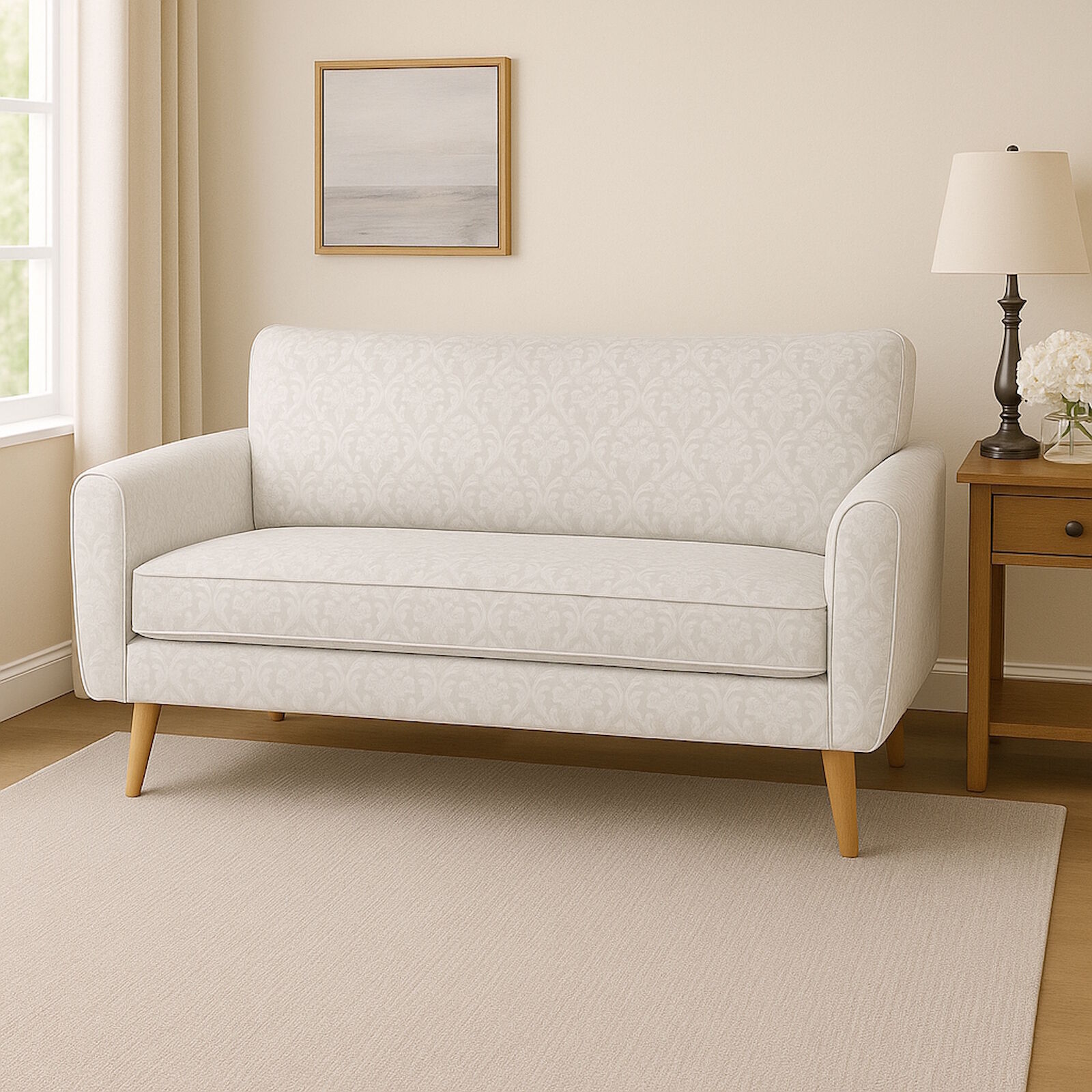 Stoff Premium Jacquard blühender Barock Hellgrau 280cm