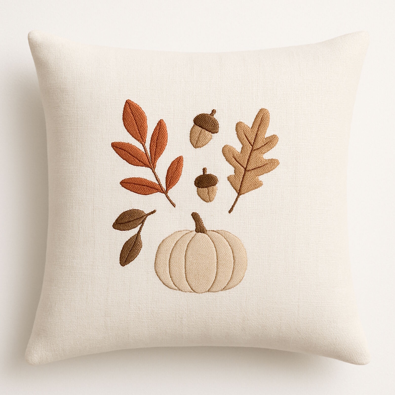 Herbstkissen Kürbis Creme 40x40 aus Baumwolle bestickt