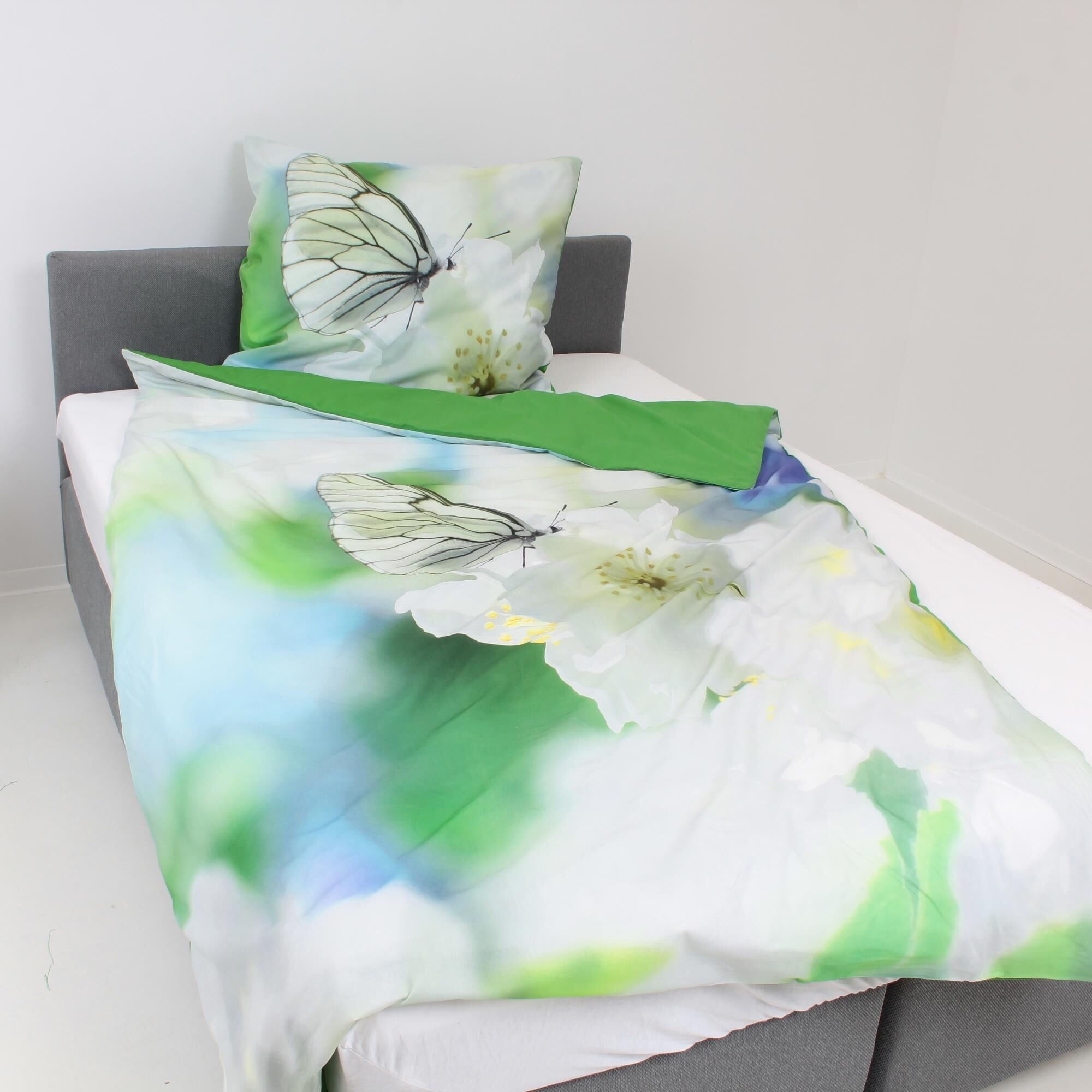 Bettwäsche 135x200 80x80 cm Schmetterling Baumwolle